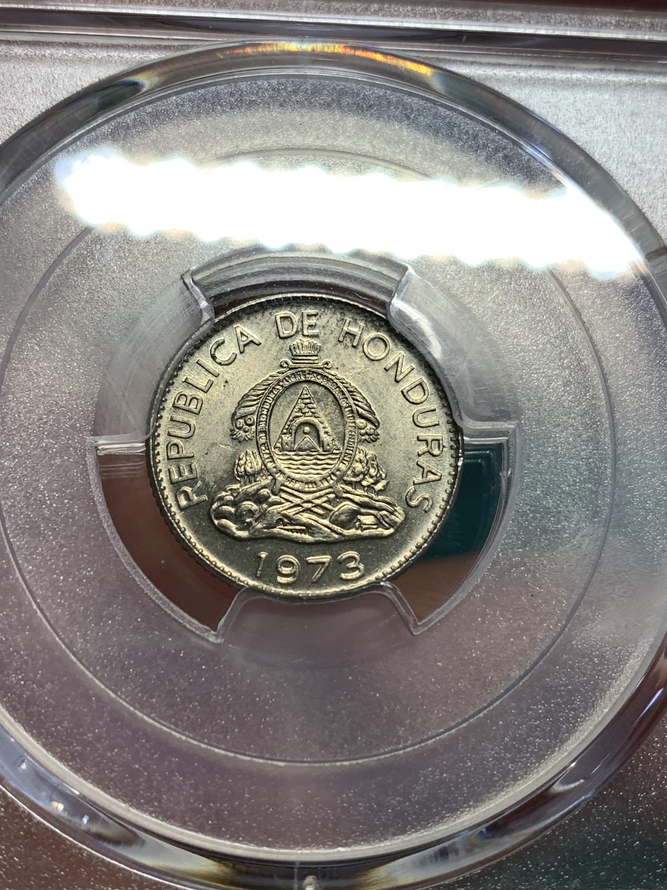 《竞宝斋》第187场-周日，周一 2场 (全场包邮) PCGS-MS65 洪都拉斯 1973年 20分 较少见的品种