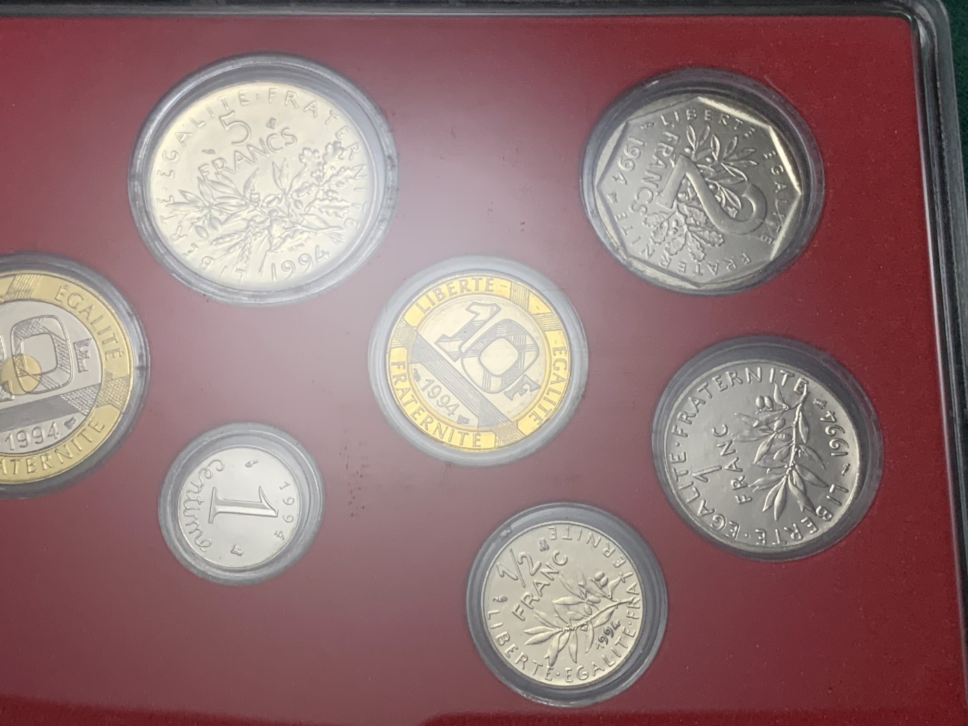 《竞宝斋》第187场-周日，周一 2场 (全场包邮) 法国 1994年 纪念币套装 10枚 含米歇尔山 好品