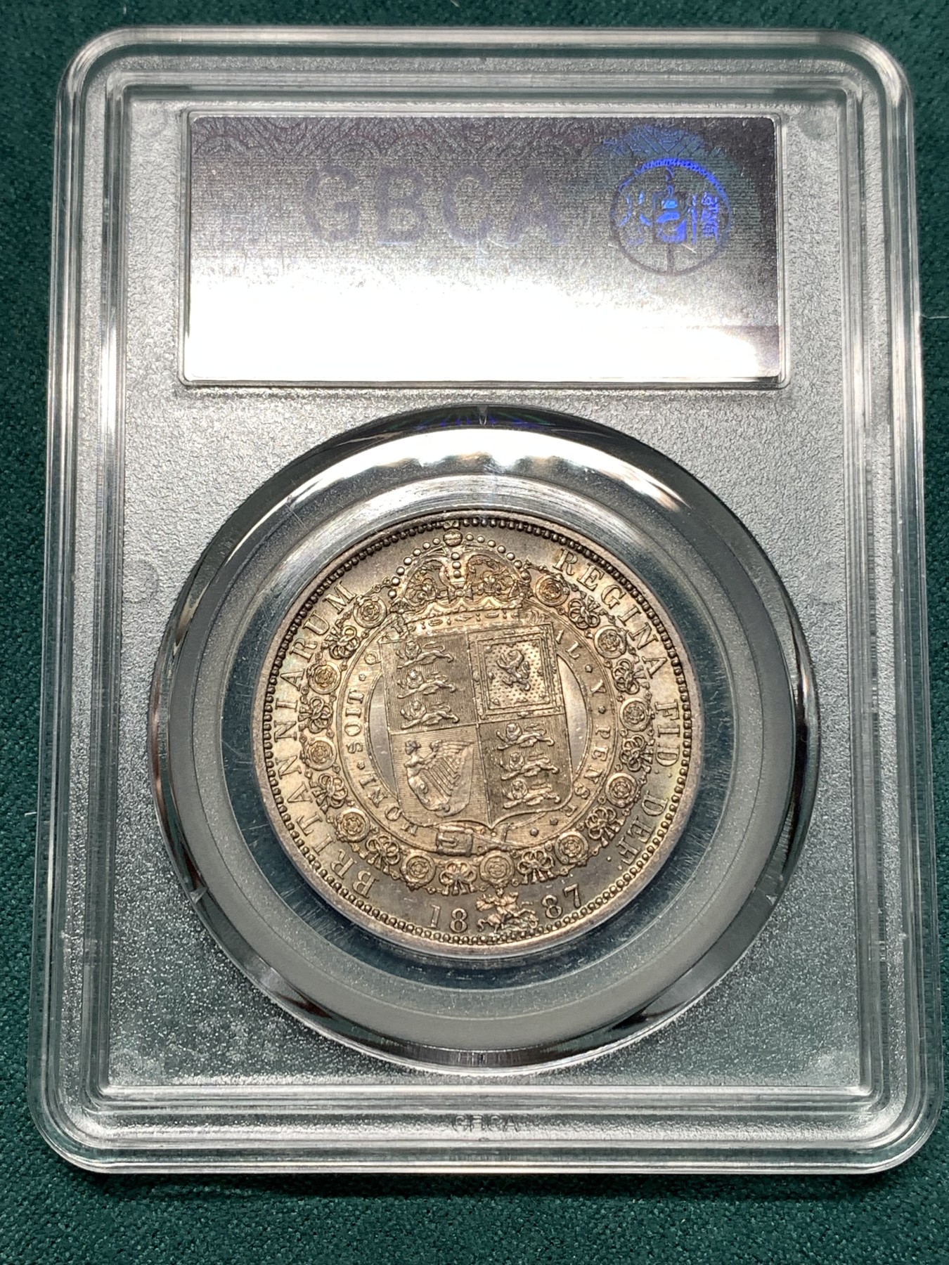 《竞宝斋》第187场-周日，周一 2场 (全场包邮) 公博 MS65 英国1887维多利亚高冠半克朗银币