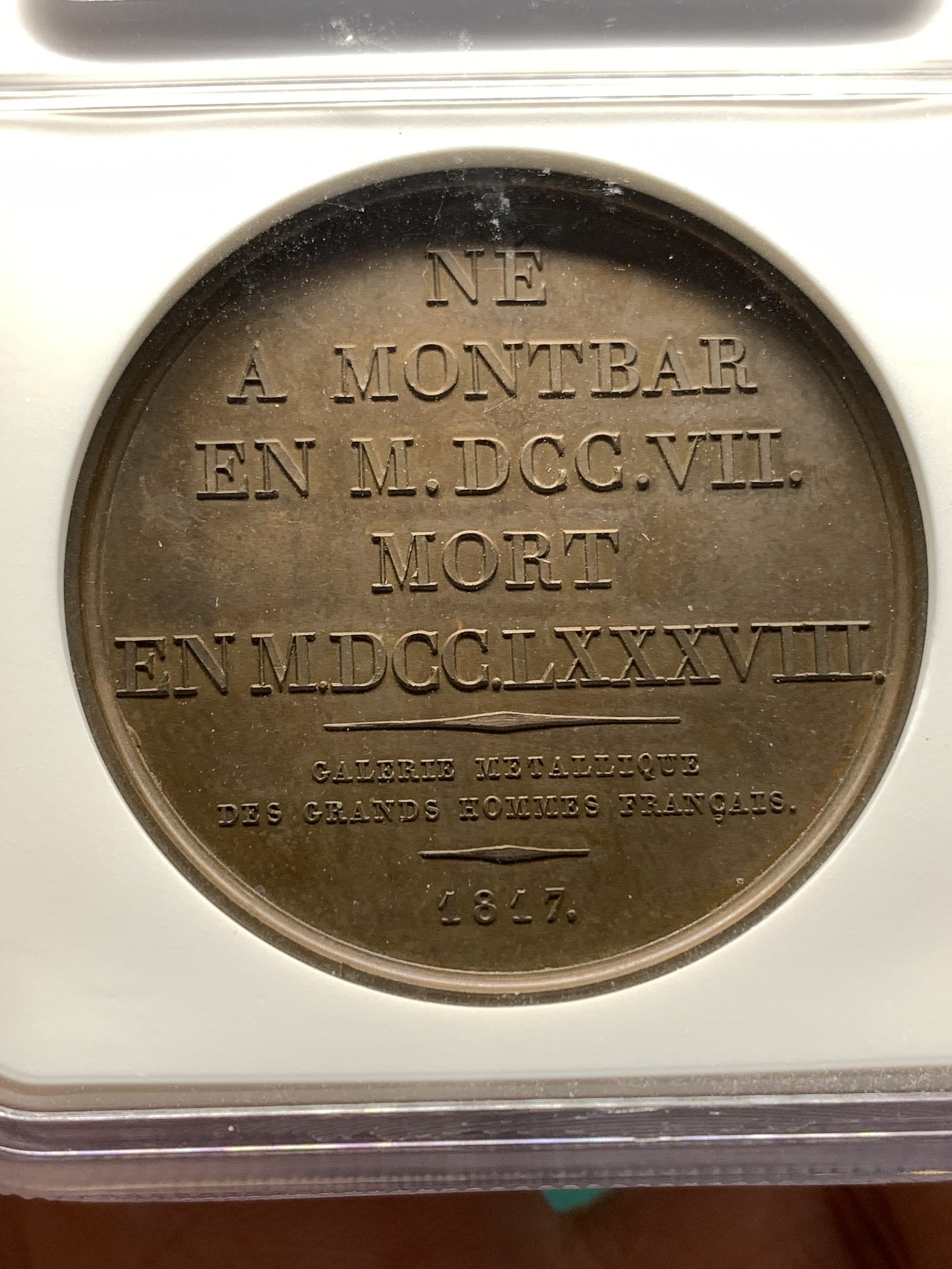 《竞宝斋》第187场-周日，周一 2场 (全场包邮) NGC MS63BN 法国1817勒克莱尔铜章 加厚盒装