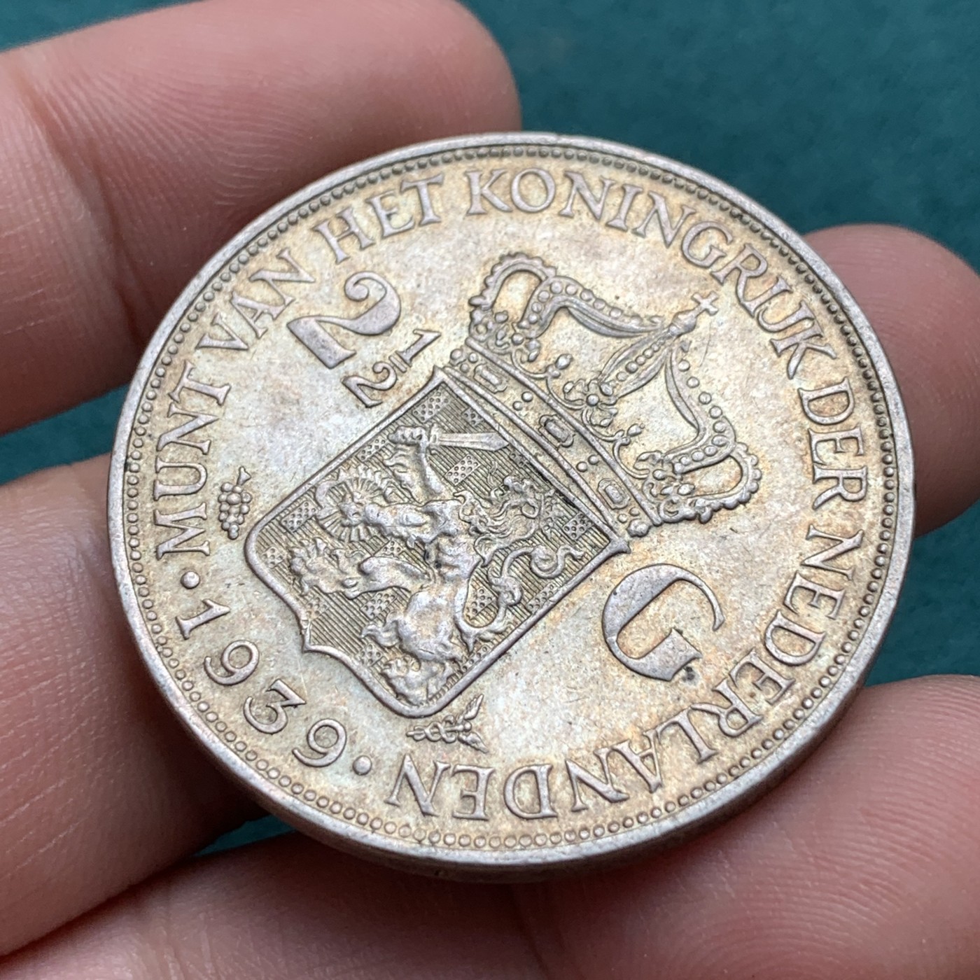 《竞宝斋》第187场-周日，周一 2场 (全场包邮) 荷兰1939年威廉明娜2.5盾大银币 带包浆的不容易