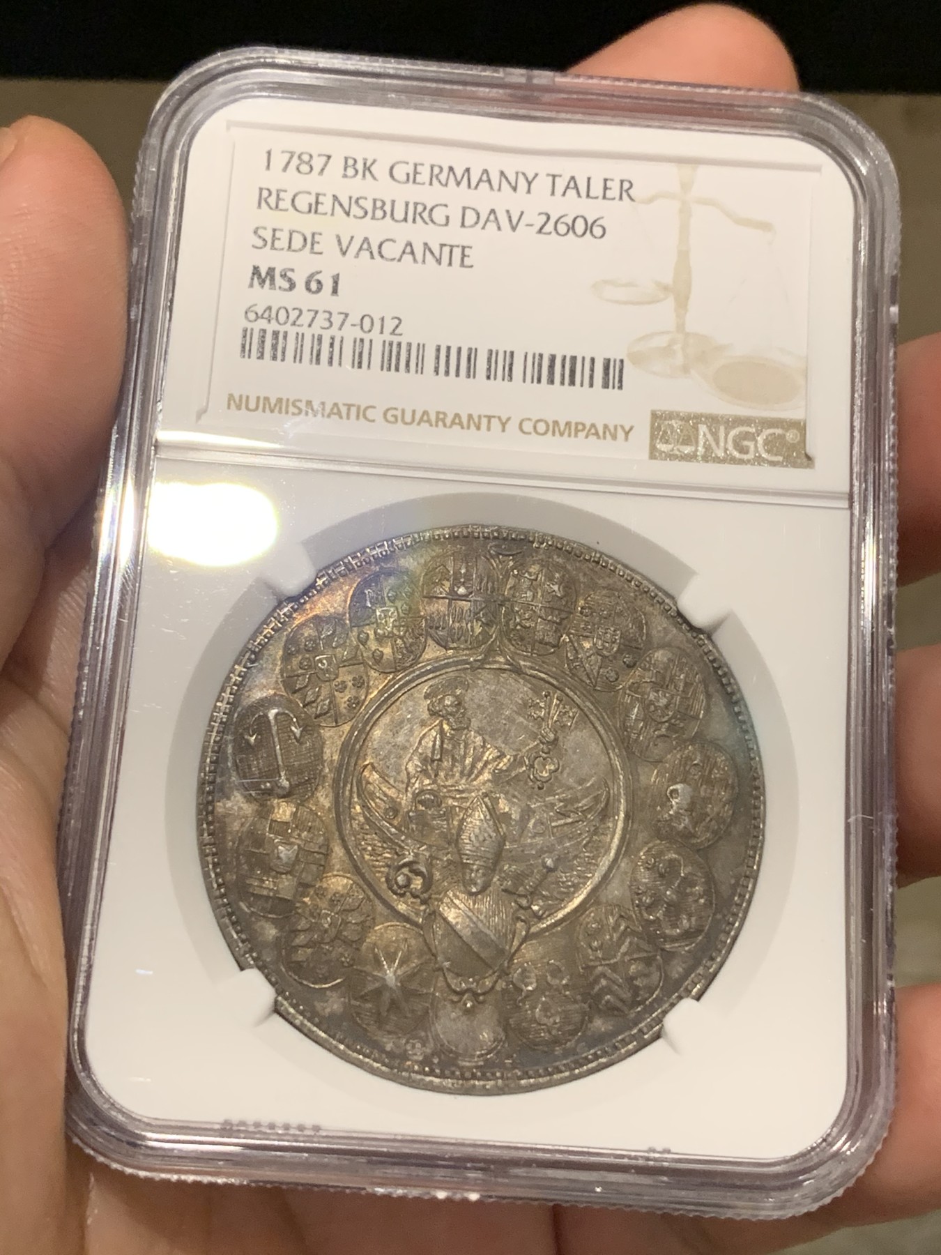 《竞宝斋》第187场-周日，周一 2场 (全场包邮) NGC MS61 德国 雷根斯堡主教区 1787BK 缺位泰勒大银 稀少单年 极致工艺 性价比支选