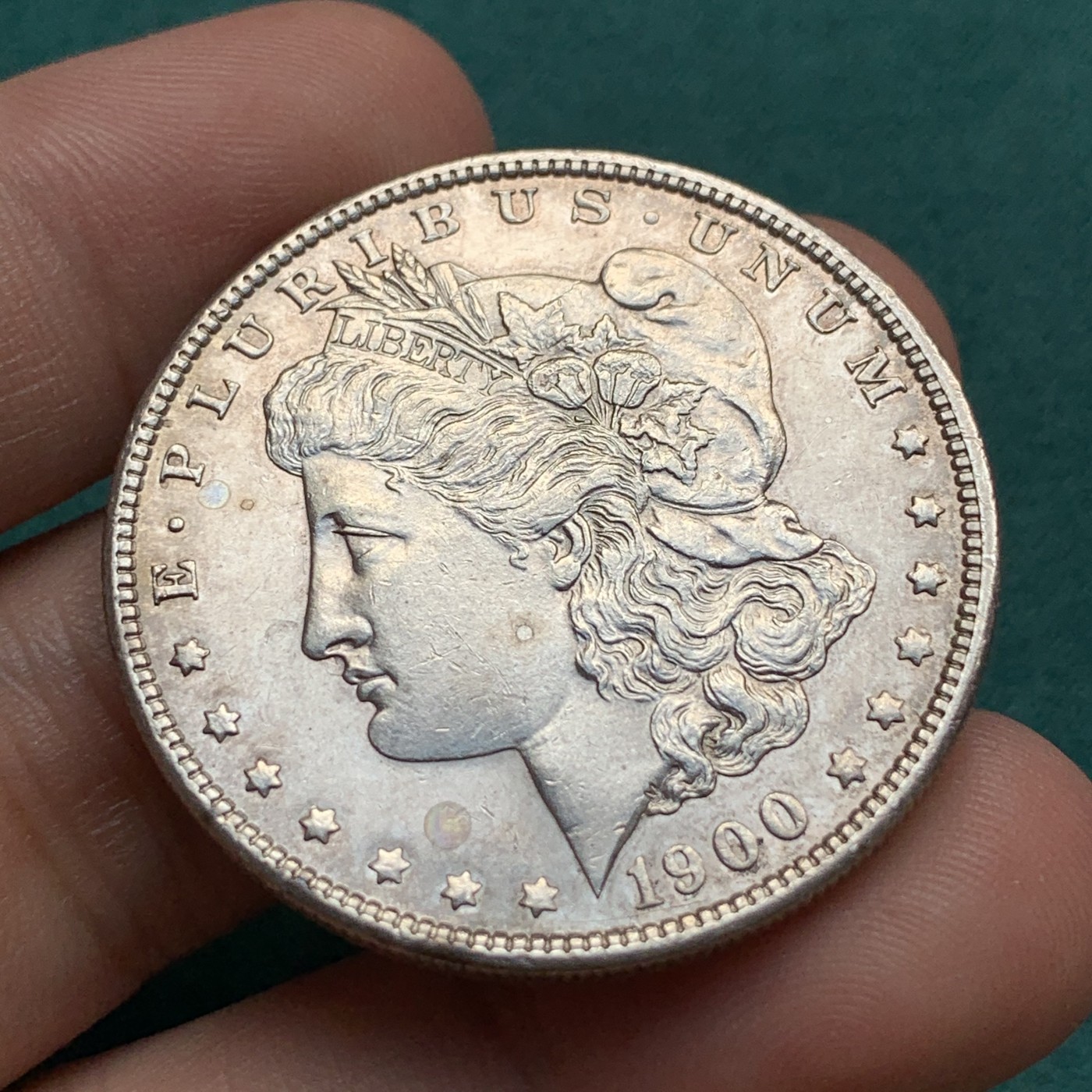 《竞宝斋》第187场-周日，周一 2场 (全场包邮) 美国1900年摩根一元银币 状态不错