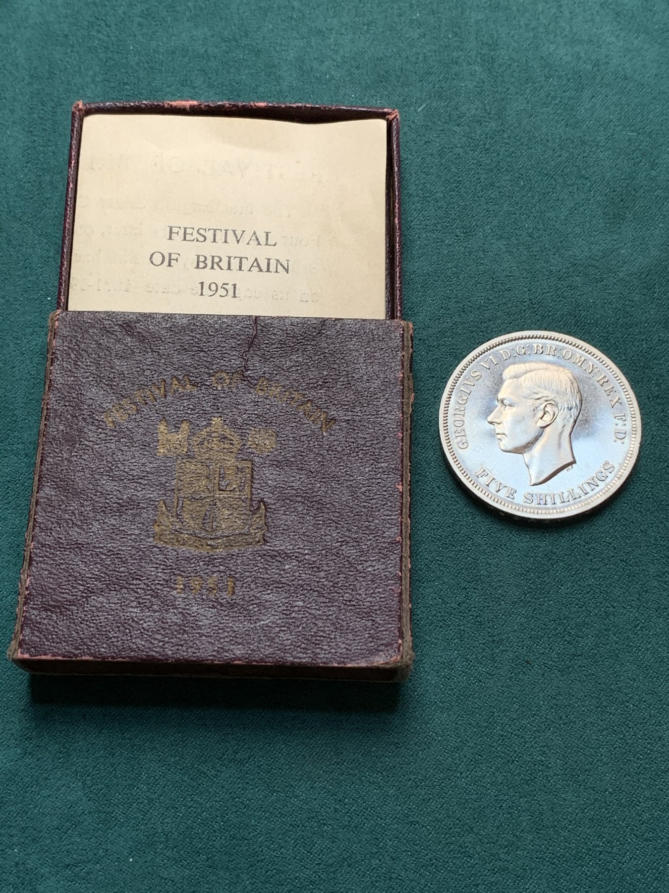 《竞宝斋》第187场-周日，周一 2场 (全场包邮) 英国1951年乔治六世 最后的马剑克朗型纪念币 盒证全