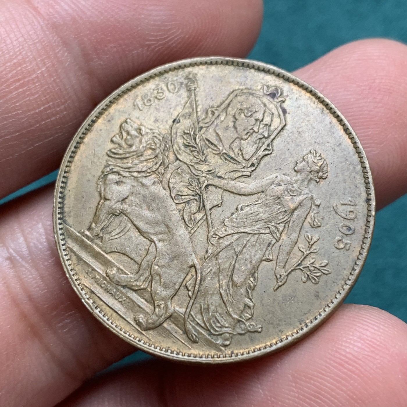 《竞宝斋》第187场-周日，周一 2场 (全场包邮) 比利时1905博览会铜牌 直径：30毫米 重量：9g