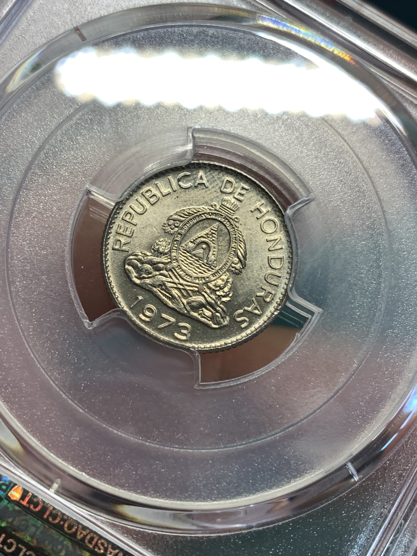 《竞宝斋》第187场-周日，周一 2场 (全场包邮) PCGS-MS65 洪都拉斯 1973年 20分 较少见的品种