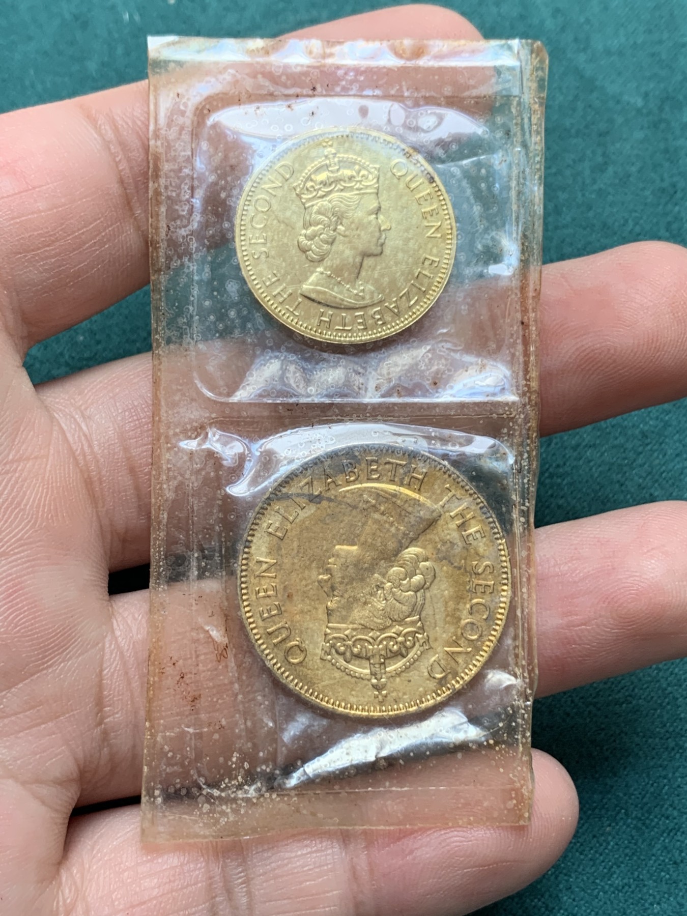 《竞宝斋》第187场-周日，周一 2场 (全场包邮) 英属牙买加 1969年 伊丽莎白二世 1便士 1/2便士精制套币 少见塑封原包装