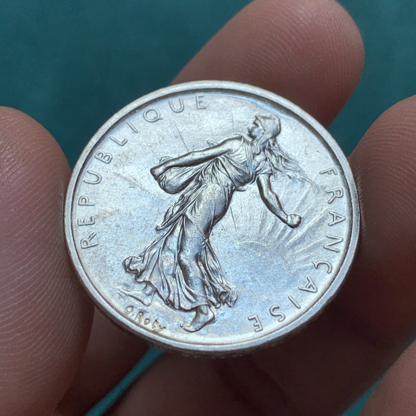 《竞宝斋》第187场-周日，周一 2场 (全场包邮) 1960年 五法郎播种女神银币，经典设计，MS级品相，光度极佳