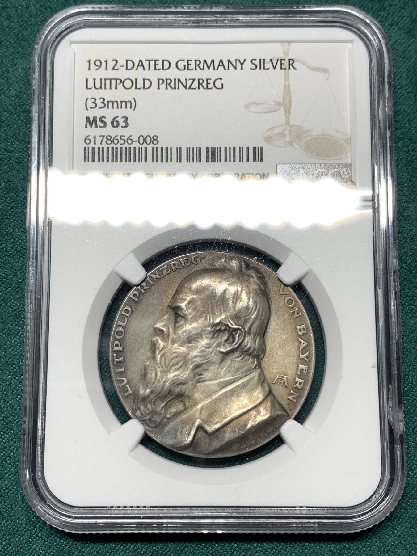 《竞宝斋》第187场-周日，周一 2场 (全场包邮) NGC MS63 德国1912路易特波尔德摄政王银章