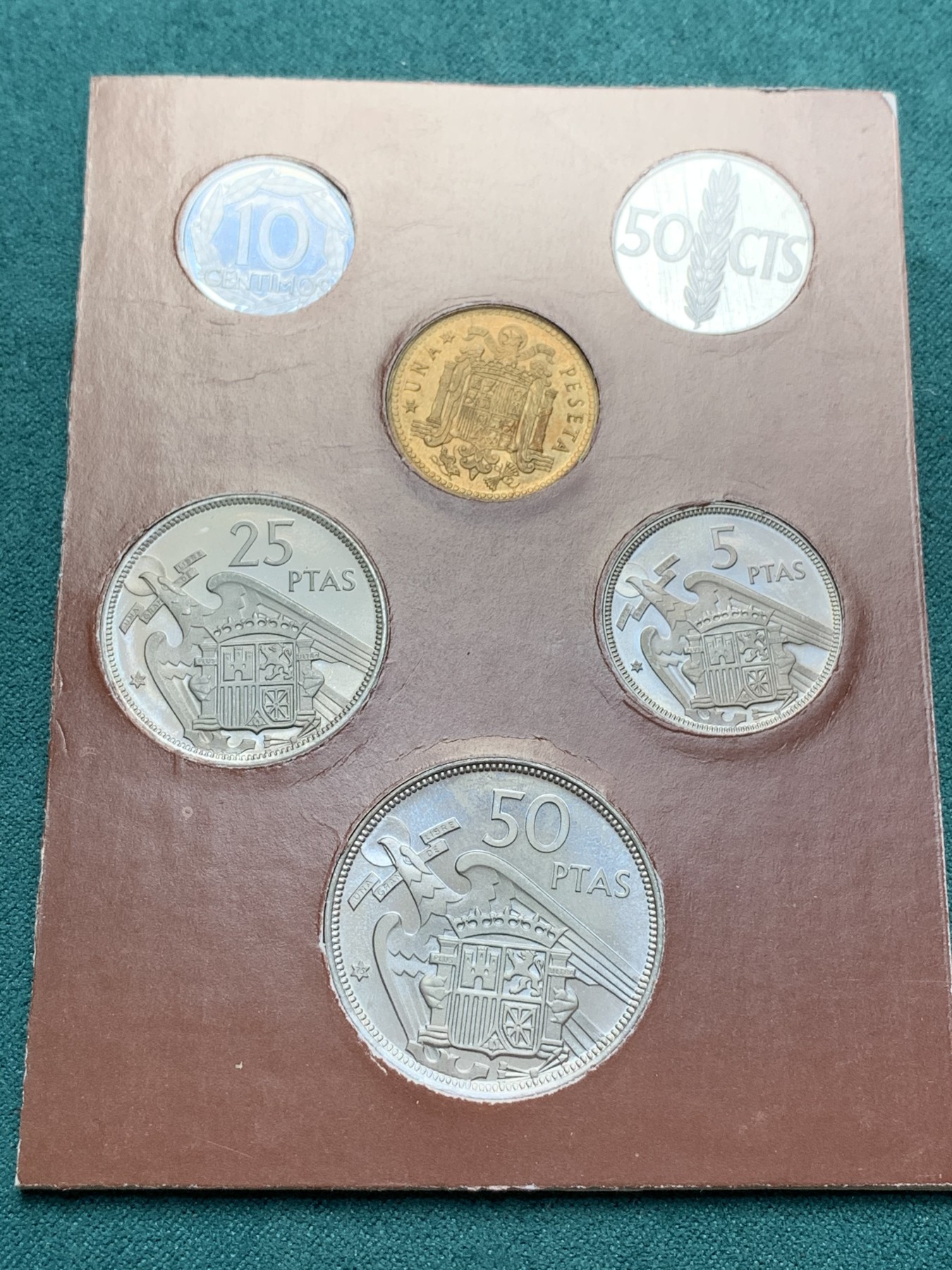 《竞宝斋》第187场-周日，周一 2场 (全场包邮) 本装 西班牙1957 *72年 佛朗哥六枚套 精制币 较少的年份