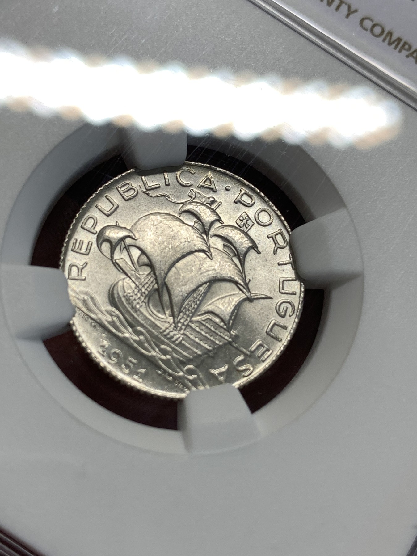 《竞宝斋》第187场-周日，周一 2场 (全场包邮) NGC MS66 葡萄牙1951大帆船 2.5埃斯库多银币