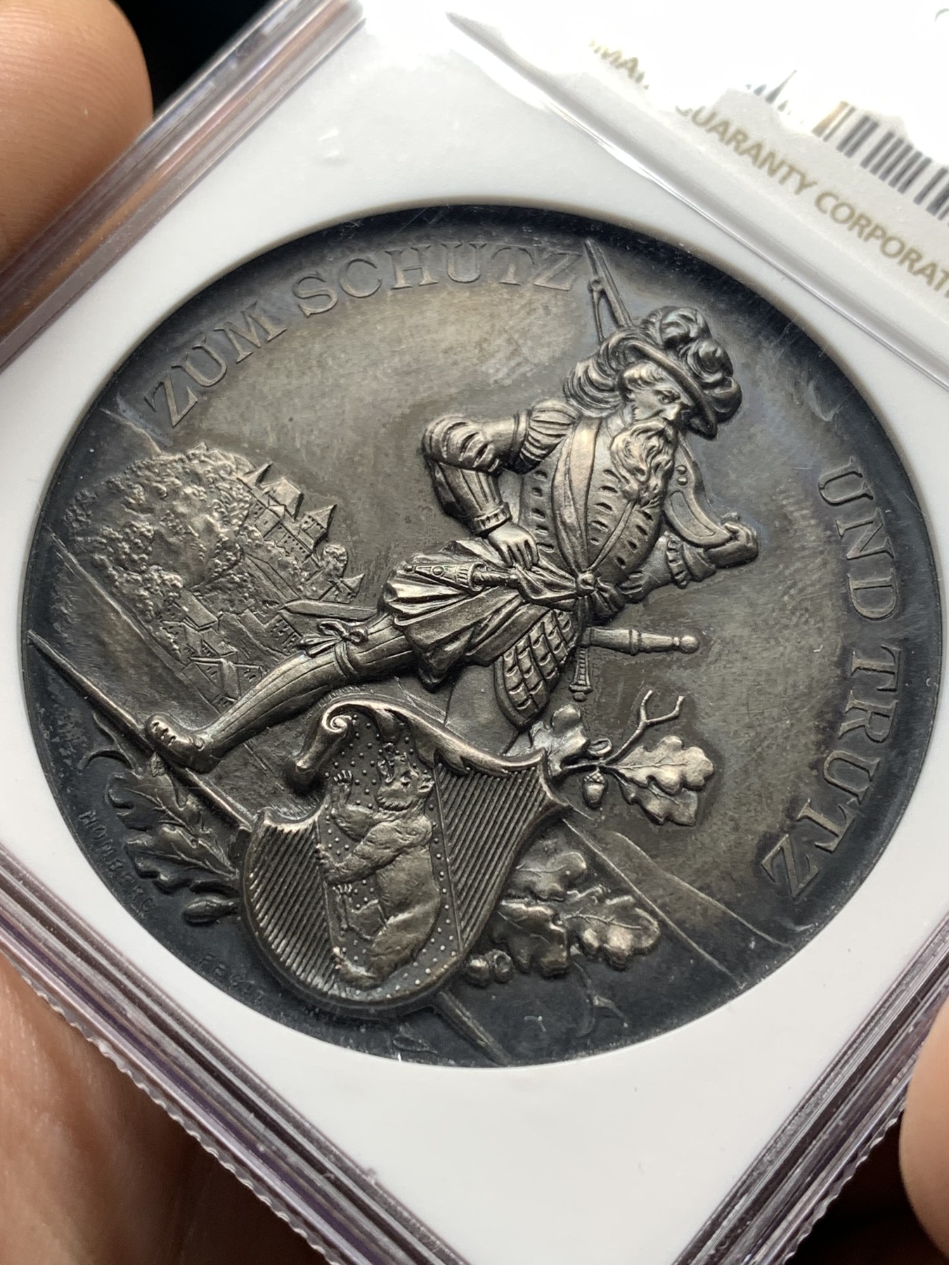 《竞宝斋》第187场-周日，周一 2场 (全场包邮) NGC-MS62 1891 瑞士伯尔尼射击节 银章 45直径，高浮雕，极其精美