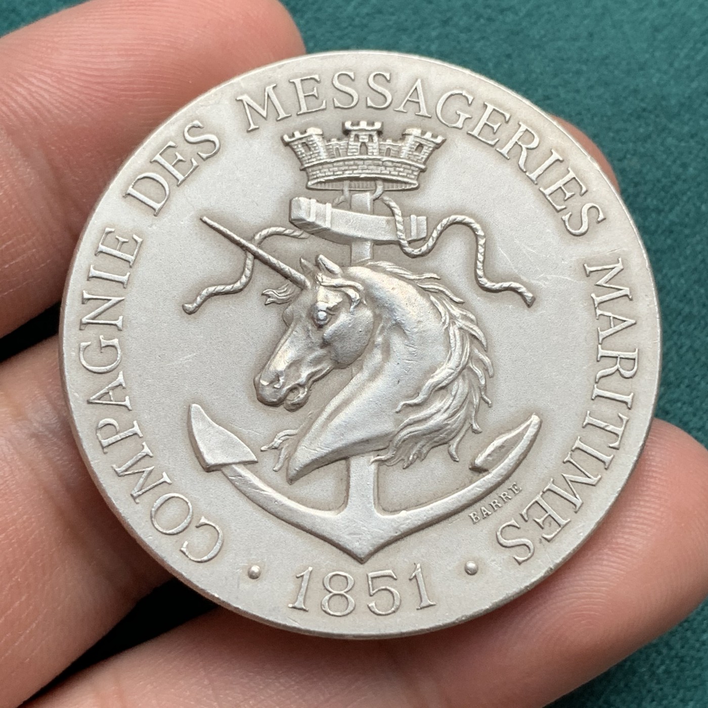 《竞宝斋》第187场-周日，周一 2场 (全场包邮) 法国新艺术银章，海事信息公司，41mm，38g，丰饶角argent