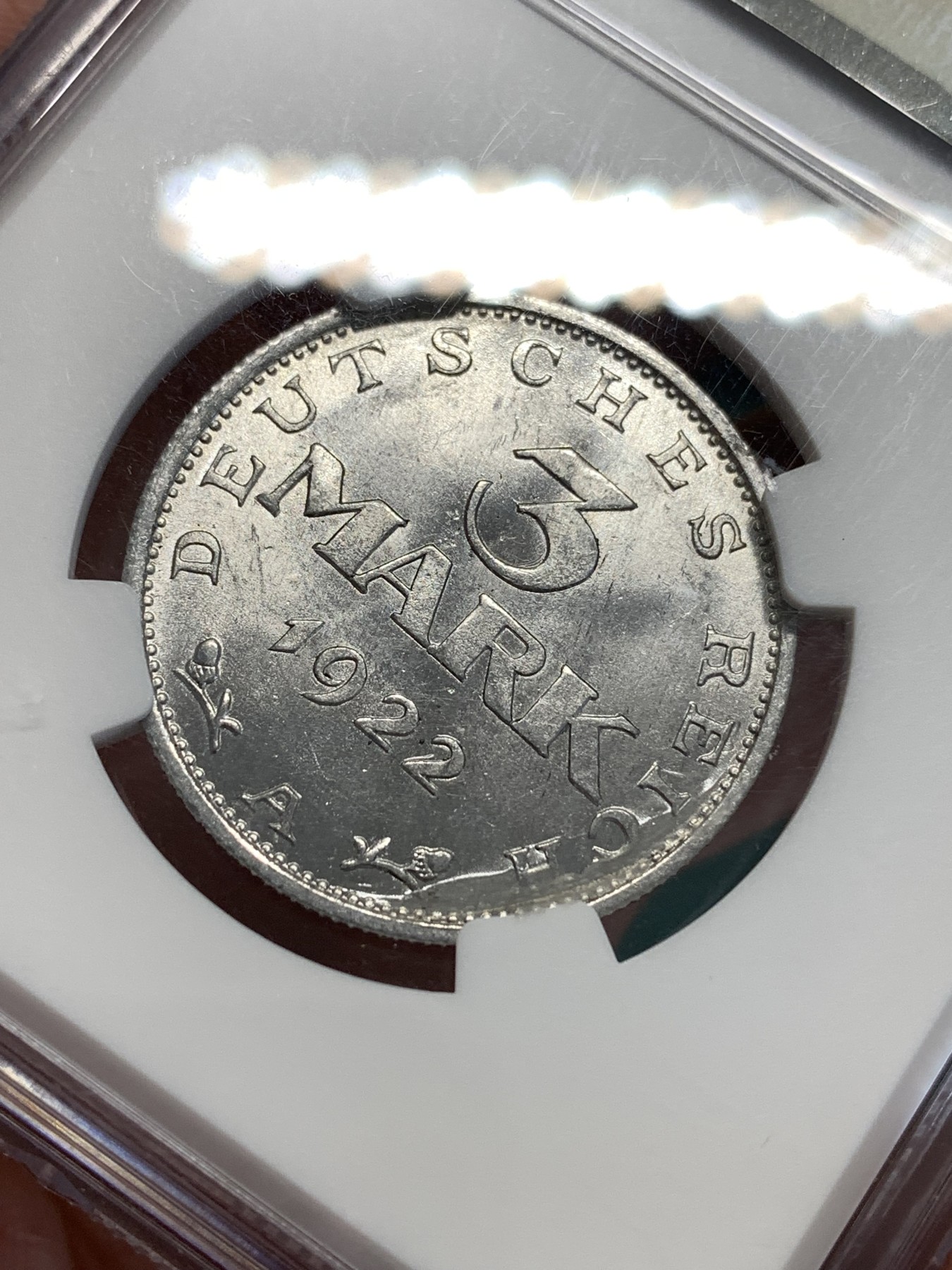 《竞宝斋》第187场-周日，周一 2场 (全场包邮) NGC MS62 德国1922年三马克铝币 细节都在