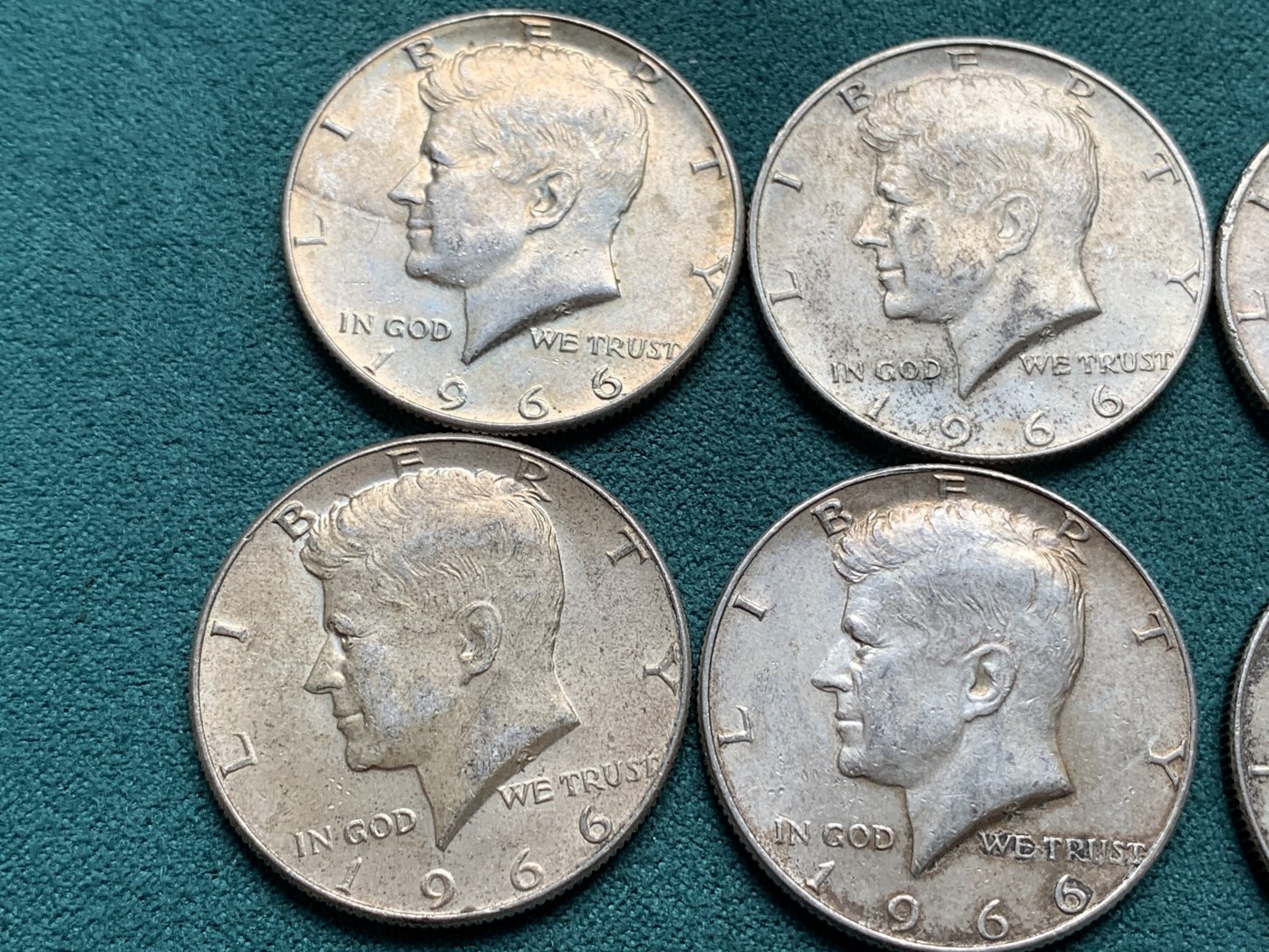 《竞宝斋》第187场-周日，周一 2场 (全场包邮) 美国肯尼迪半美元银币 6枚一组