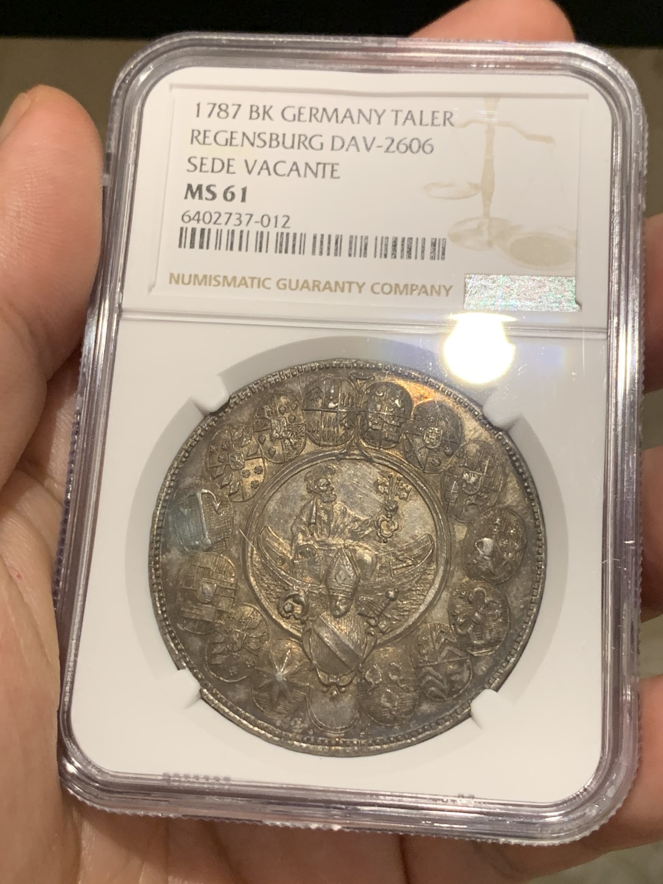 《竞宝斋》第187场-周日，周一 2场 (全场包邮) NGC MS61 德国 雷根斯堡主教区 1787BK 缺位泰勒大银 稀少单年 极致工艺 性价比支选