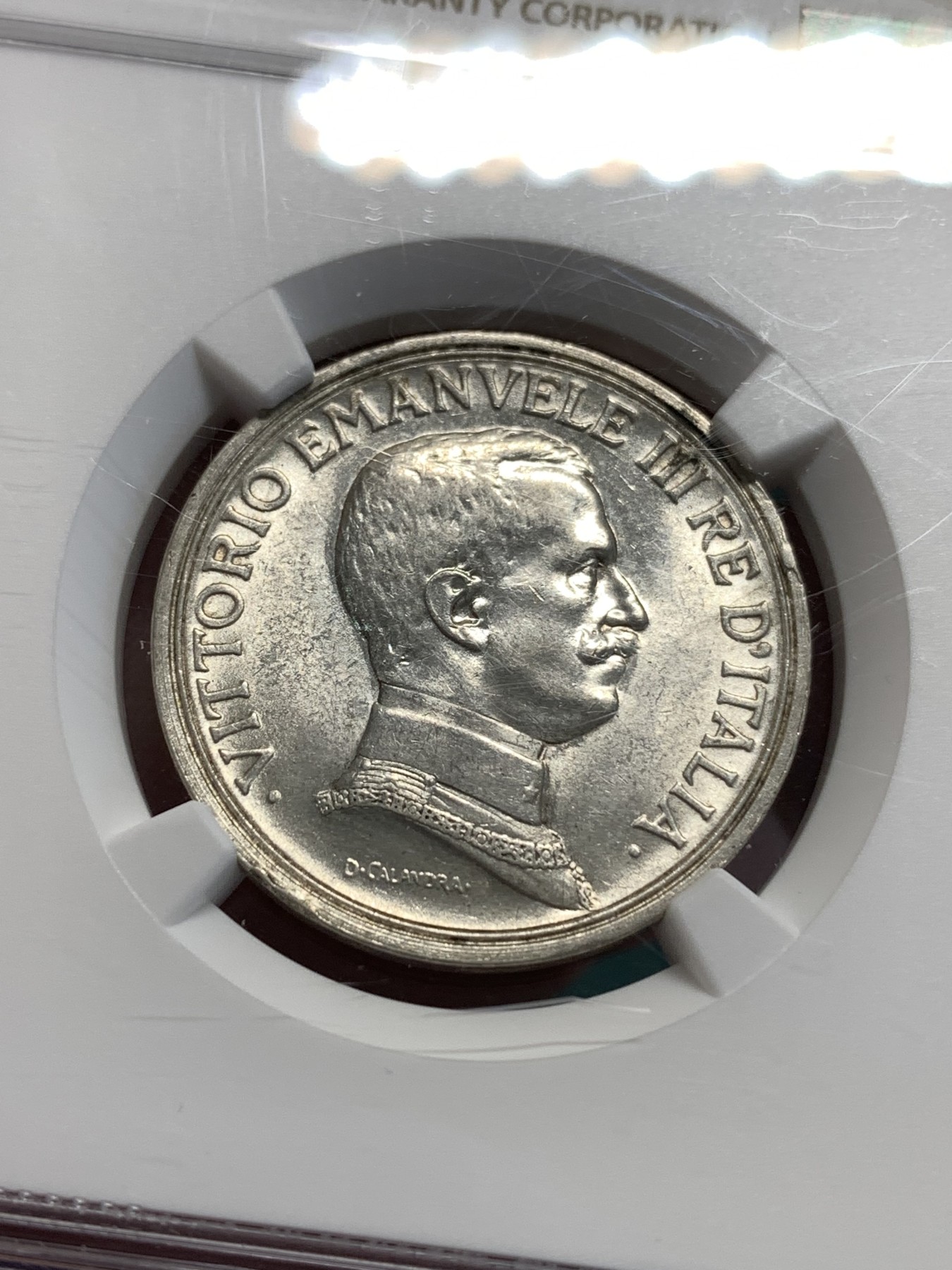 《竞宝斋》第187场-周日，周一 2场 (全场包邮) NGC-MS62 意大利 1916年 马车女神2里拉 浮雕立体感强，栩栩如生，光度良好，欧洲经典设计