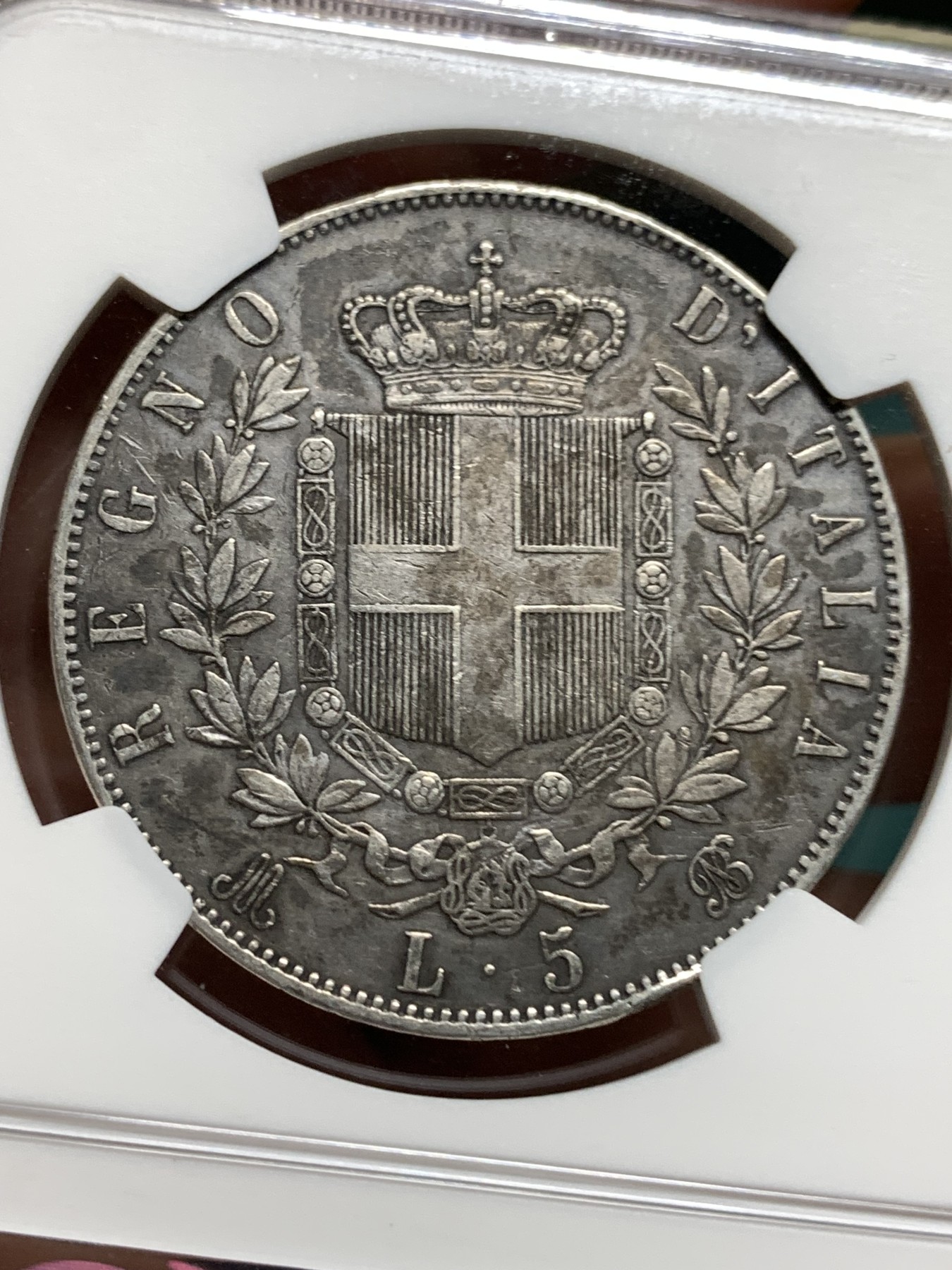 《竞宝斋》第187场-周日，周一 2场 (全场包邮) NGC VF-35意大利1872年5里拉 银币