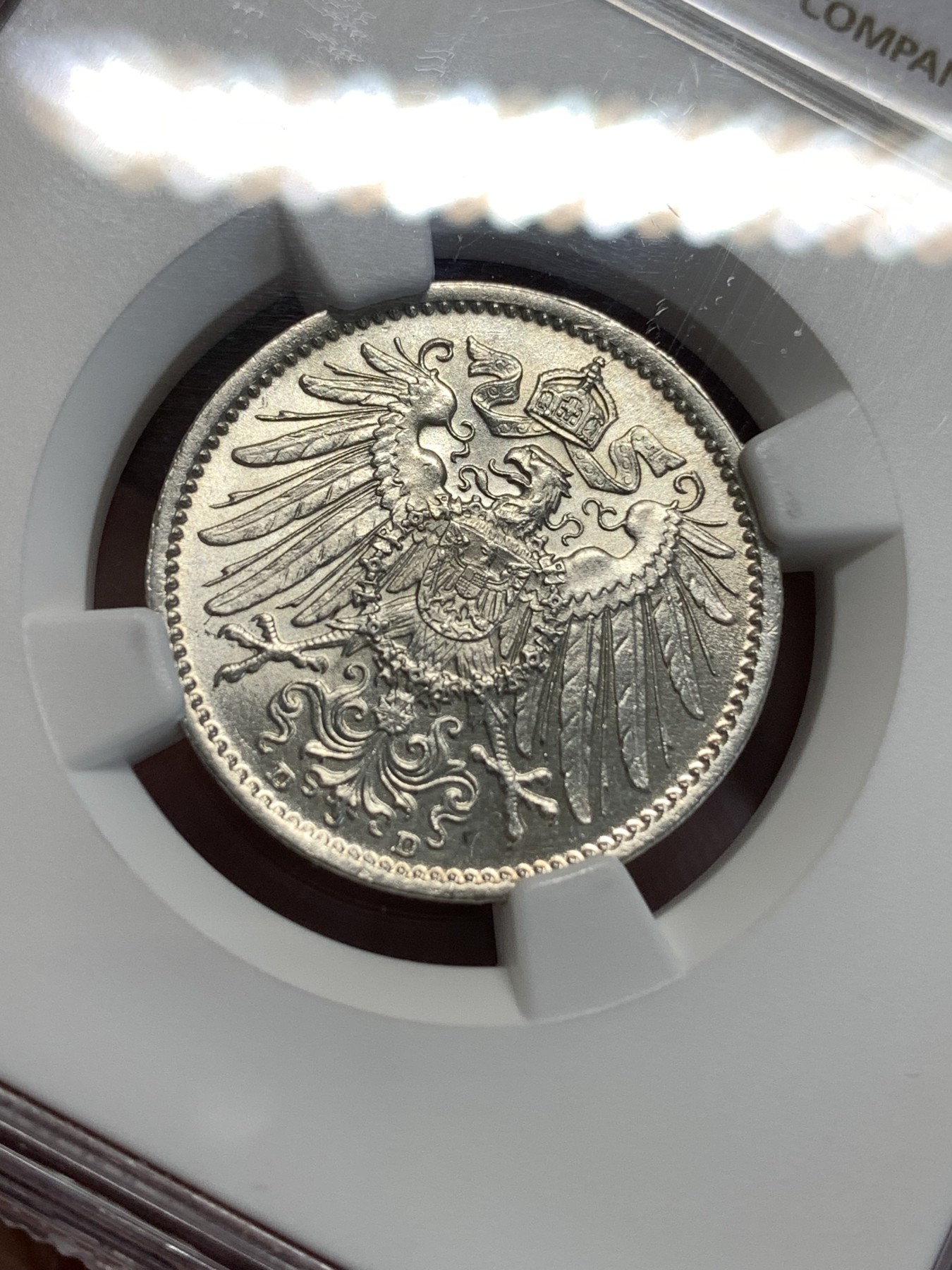 《竞宝斋》第187场-周日，周一 2场 (全场包邮) NGC MS65  德国1915年1马克原光银币