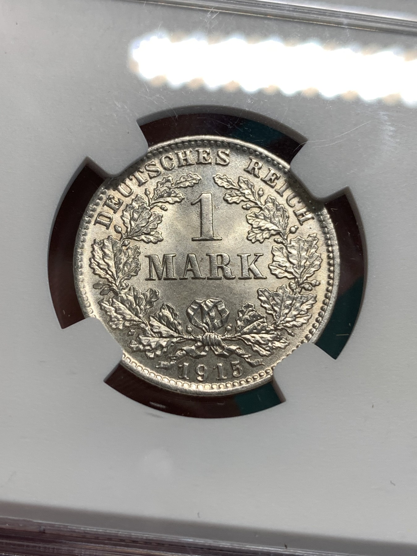 《竞宝斋》第187场-周日，周一 2场 (全场包邮) NGC MS65  德国1915年1马克原光银币