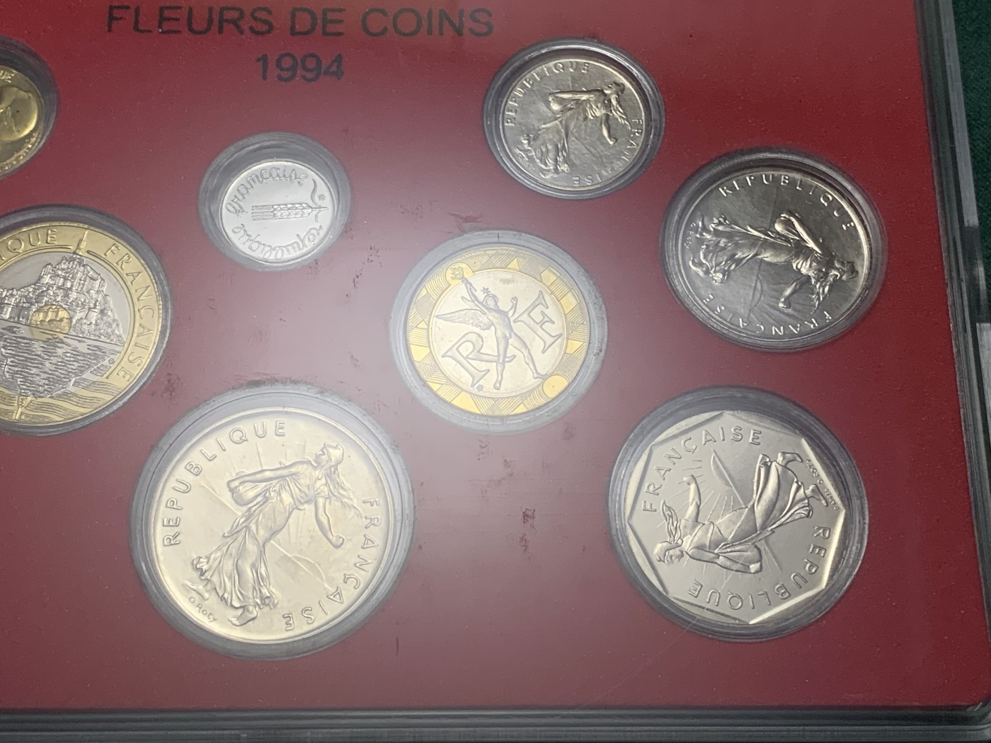 《竞宝斋》第187场-周日，周一 2场 (全场包邮) 法国 1994年 纪念币套装 10枚 含米歇尔山 好品