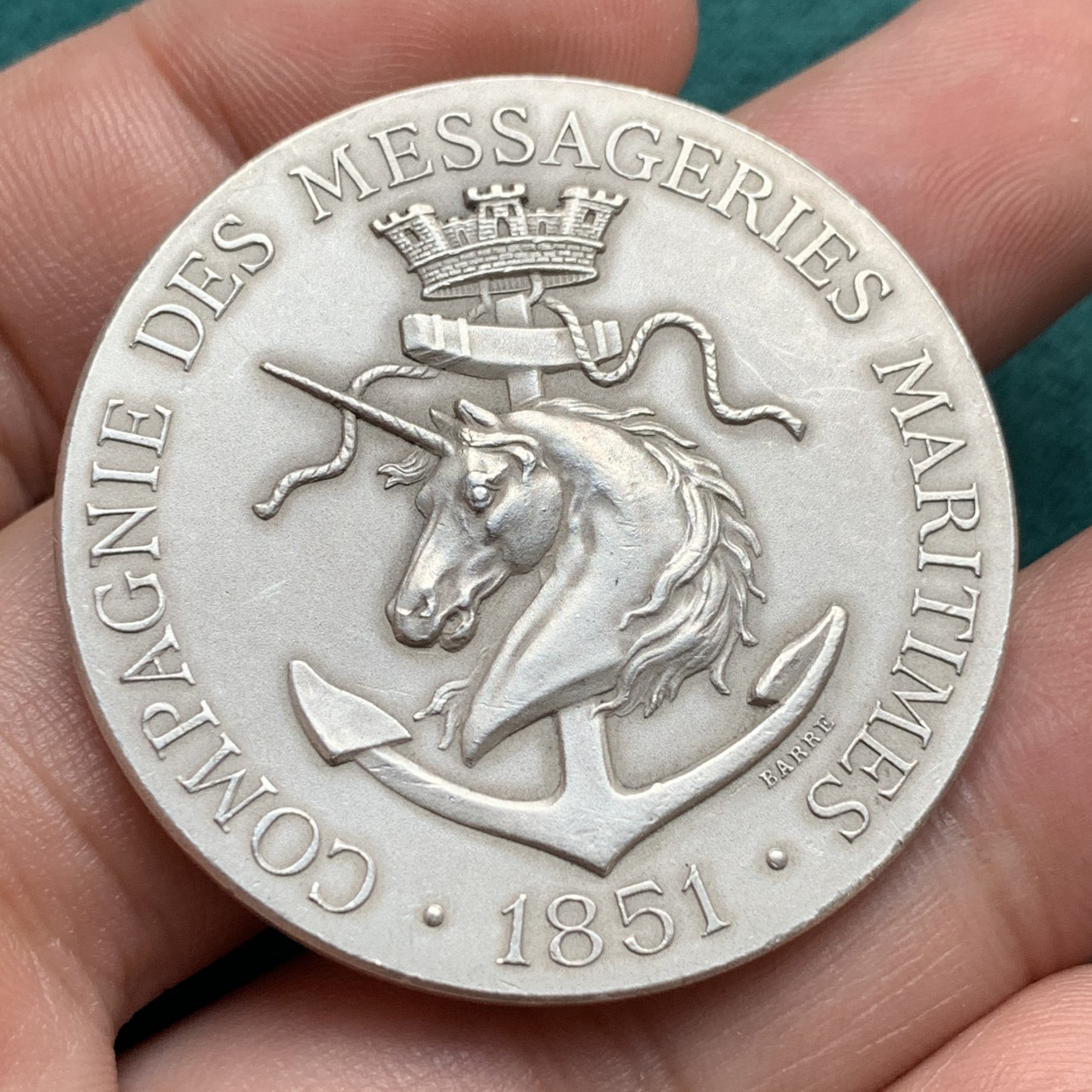 《竞宝斋》第187场-周日，周一 2场 (全场包邮) 法国新艺术银章，海事信息公司，41mm，38g，丰饶角argent