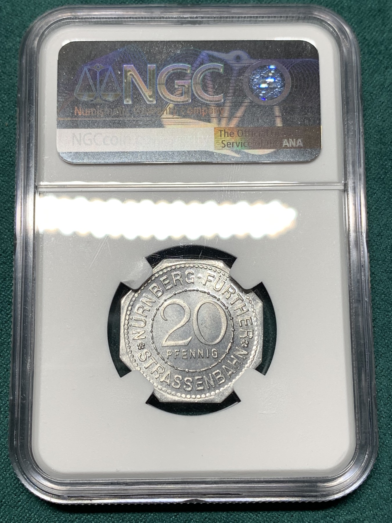 《竞宝斋》第187场-周日，周一 2场 (全场包邮) NGC MS65 德国1920纽伦堡紧急状态时期城市景观20P代用币