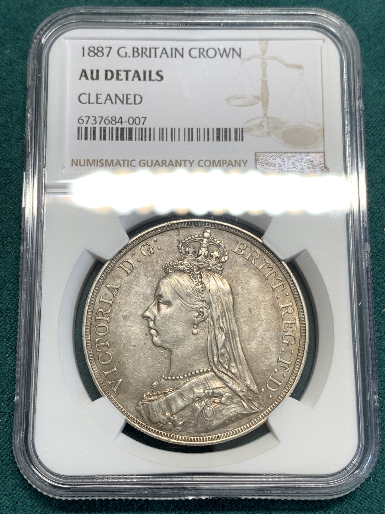 《竞宝斋》第187场-周日，周一 2场 (全场包邮) NGC AUD 英国1887年维多利亚高冠马剑克朗大银币