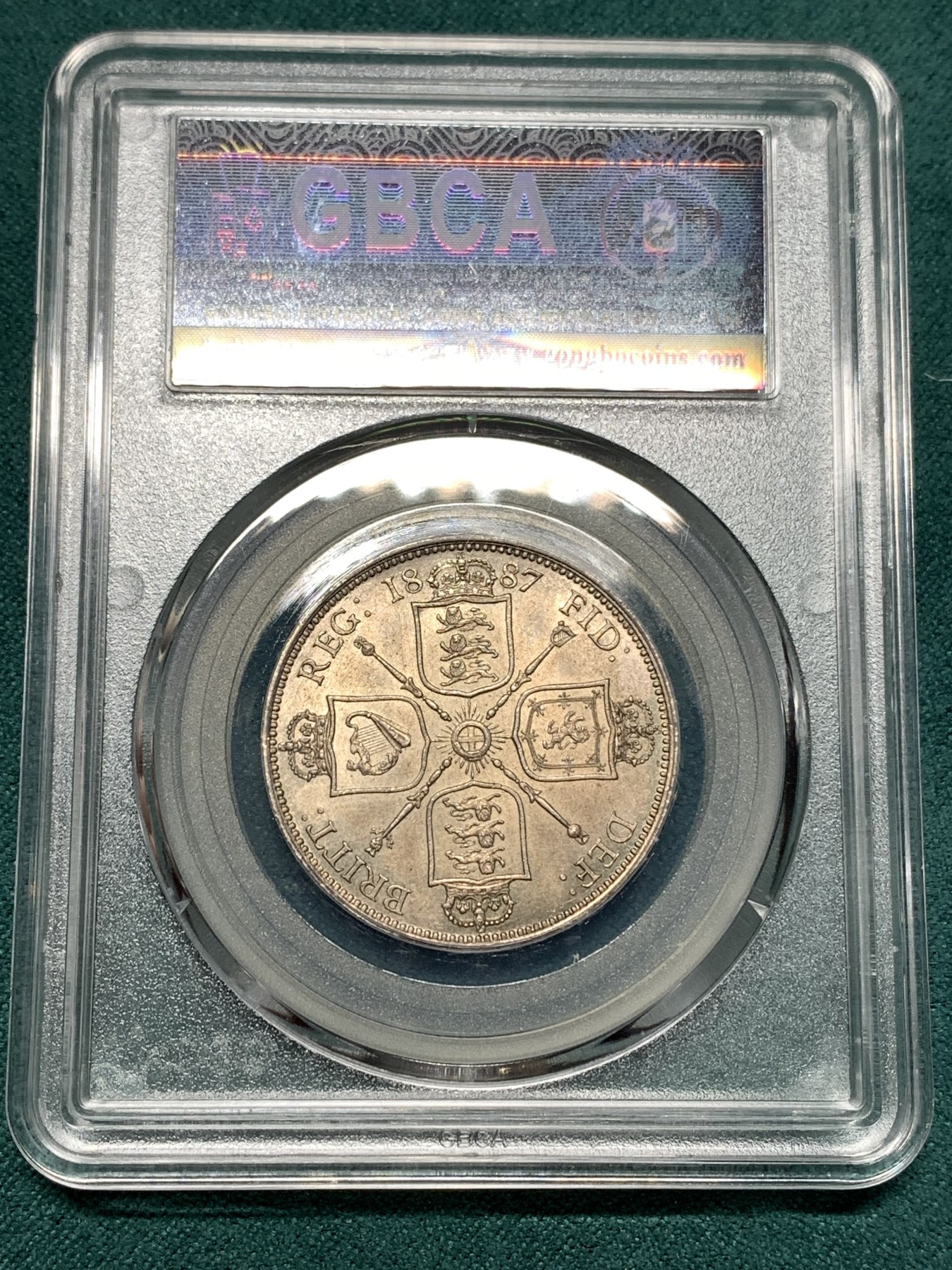 《竞宝斋》第187场-周日，周一 2场 (全场包邮) 公博 MS65 英国1887维多利亚高冠1弗洛林银币