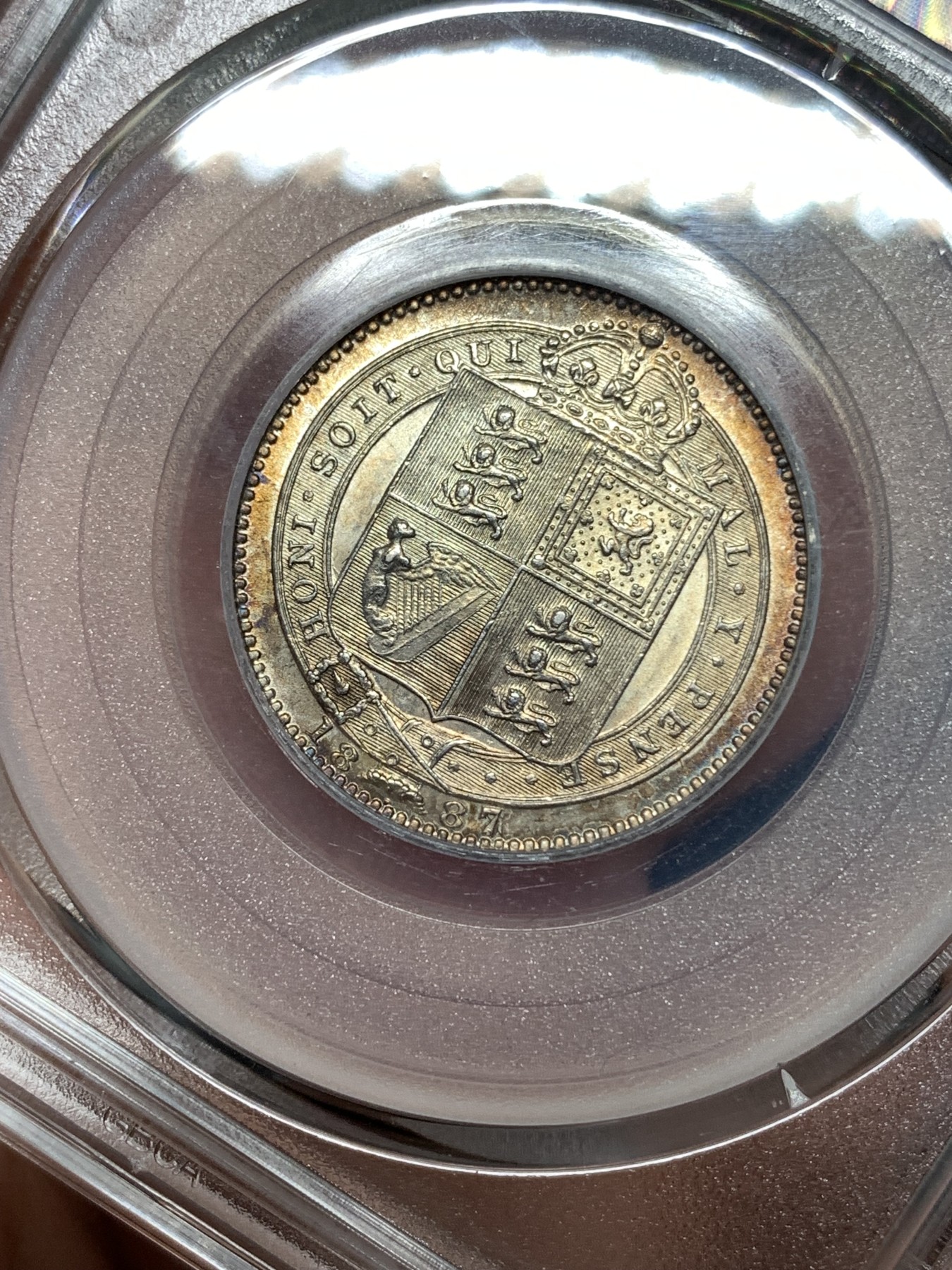 《竞宝斋》第187场-周日，周一 2场 (全场包邮) 公博 MS65 英国1887维多利亚高冠1先令银币