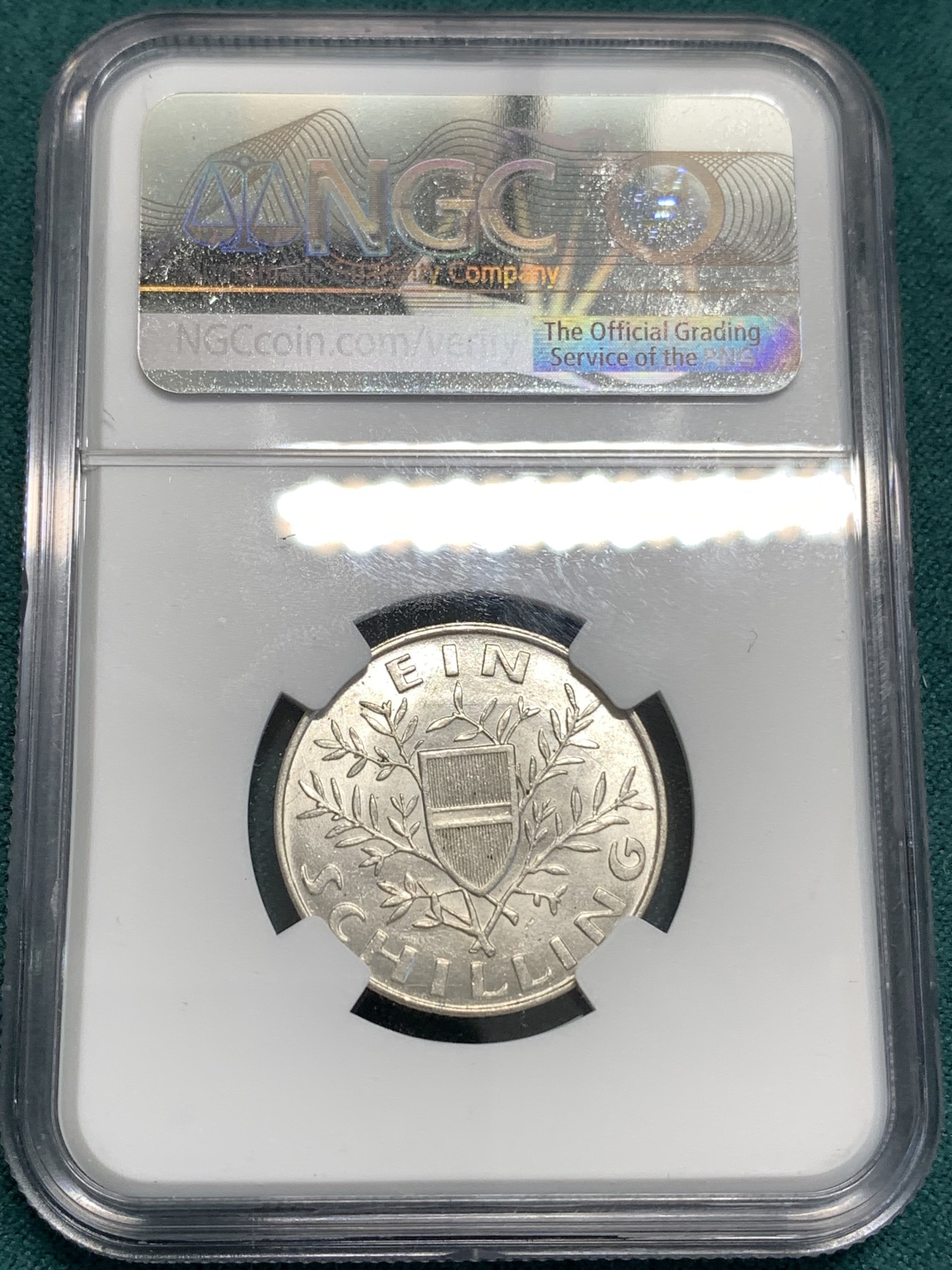 《竞宝斋》第187场-周日，周一 2场 (全场包邮) NGC MS63 奥地利1924年议会大厦1先令银币