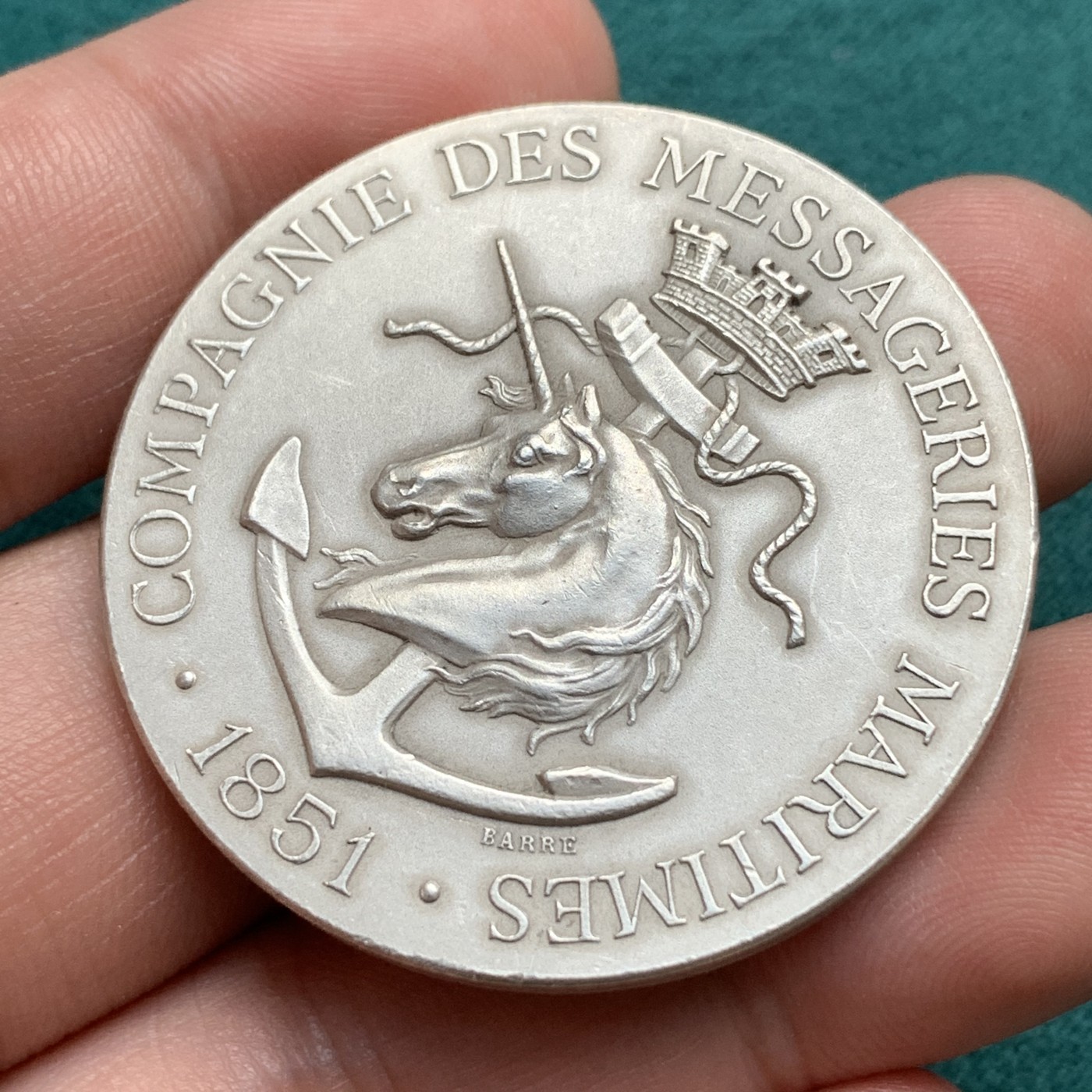 《竞宝斋》第187场-周日，周一 2场 (全场包邮) 法国新艺术银章，海事信息公司，41mm，38g，丰饶角argent