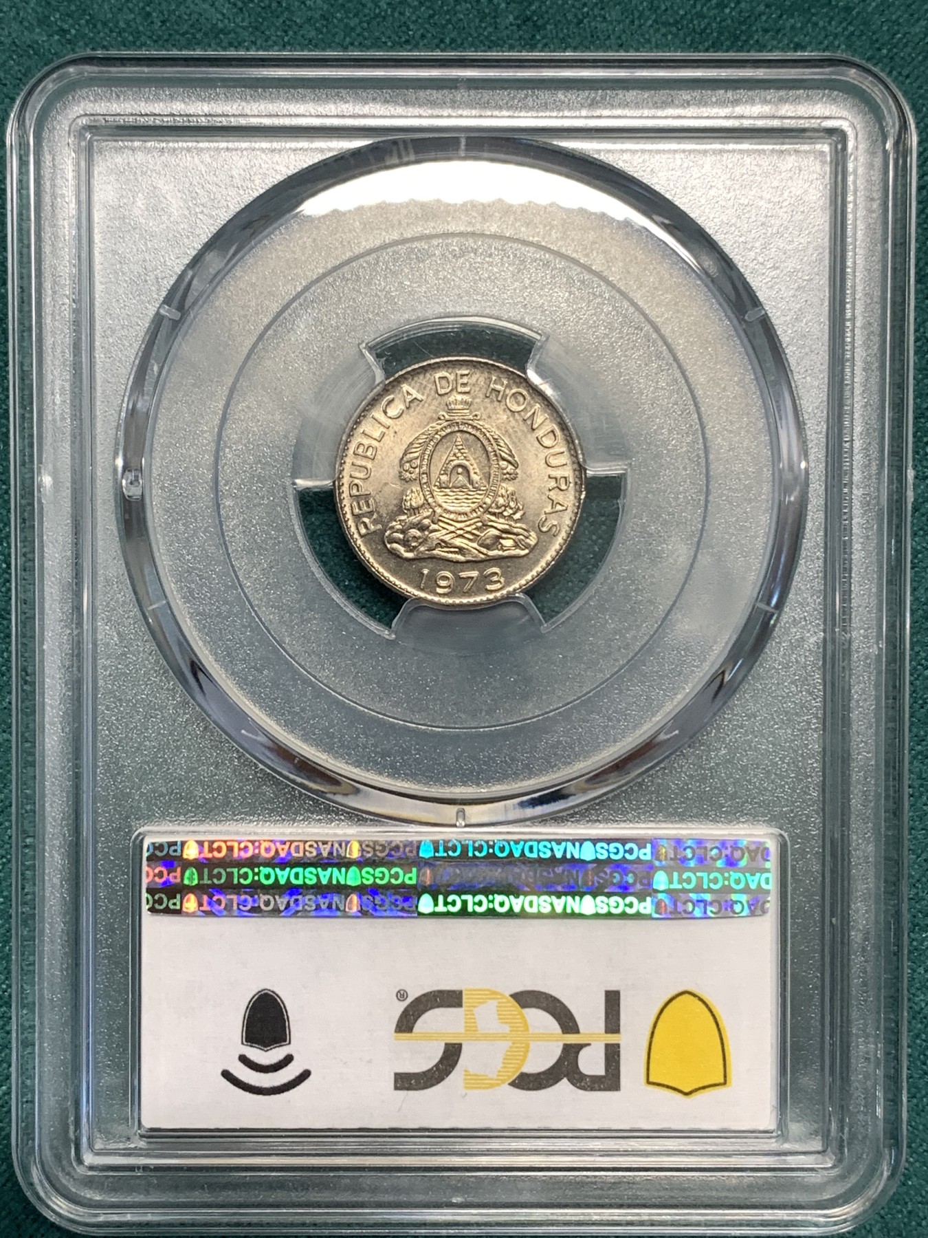 《竞宝斋》第187场-周日，周一 2场 (全场包邮) PCGS-MS65 洪都拉斯 1973年 20分 较少见的品种