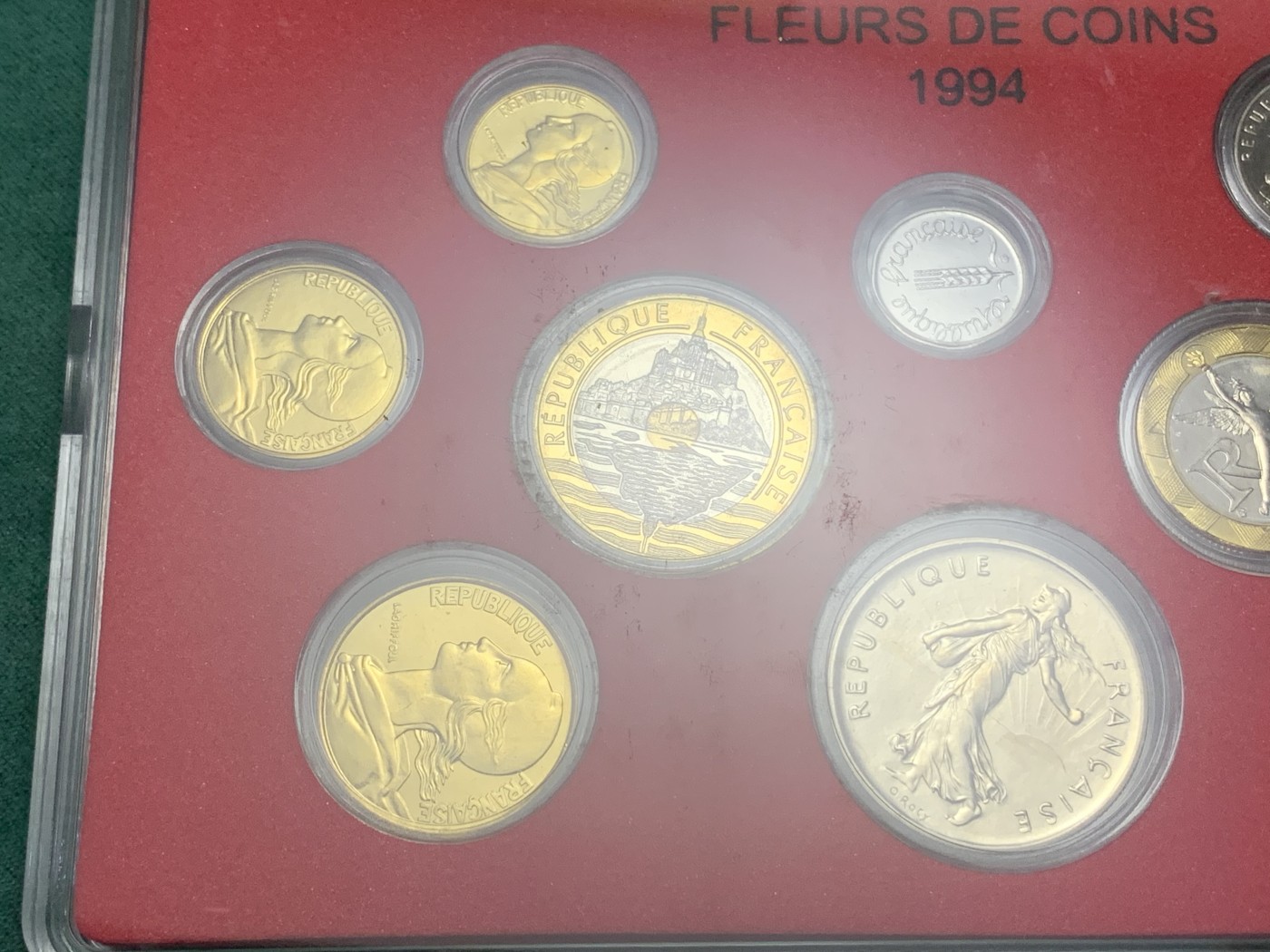 《竞宝斋》第187场-周日，周一 2场 (全场包邮) 法国 1994年 纪念币套装 10枚 含米歇尔山 好品