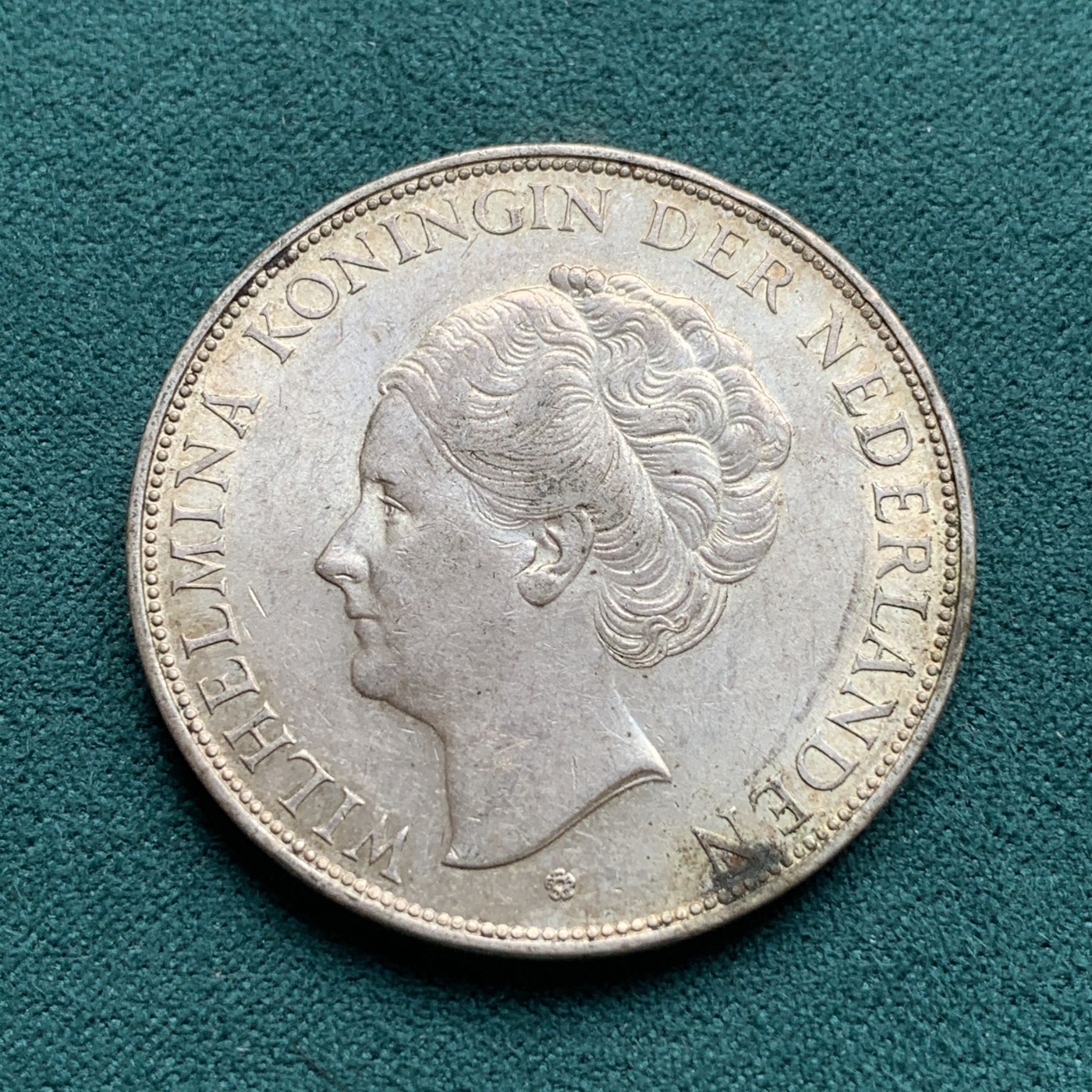 《竞宝斋》第187场-周日，周一 2场 (全场包邮) 荷兰1939年威廉明娜2.5盾大银币 带包浆的不容易