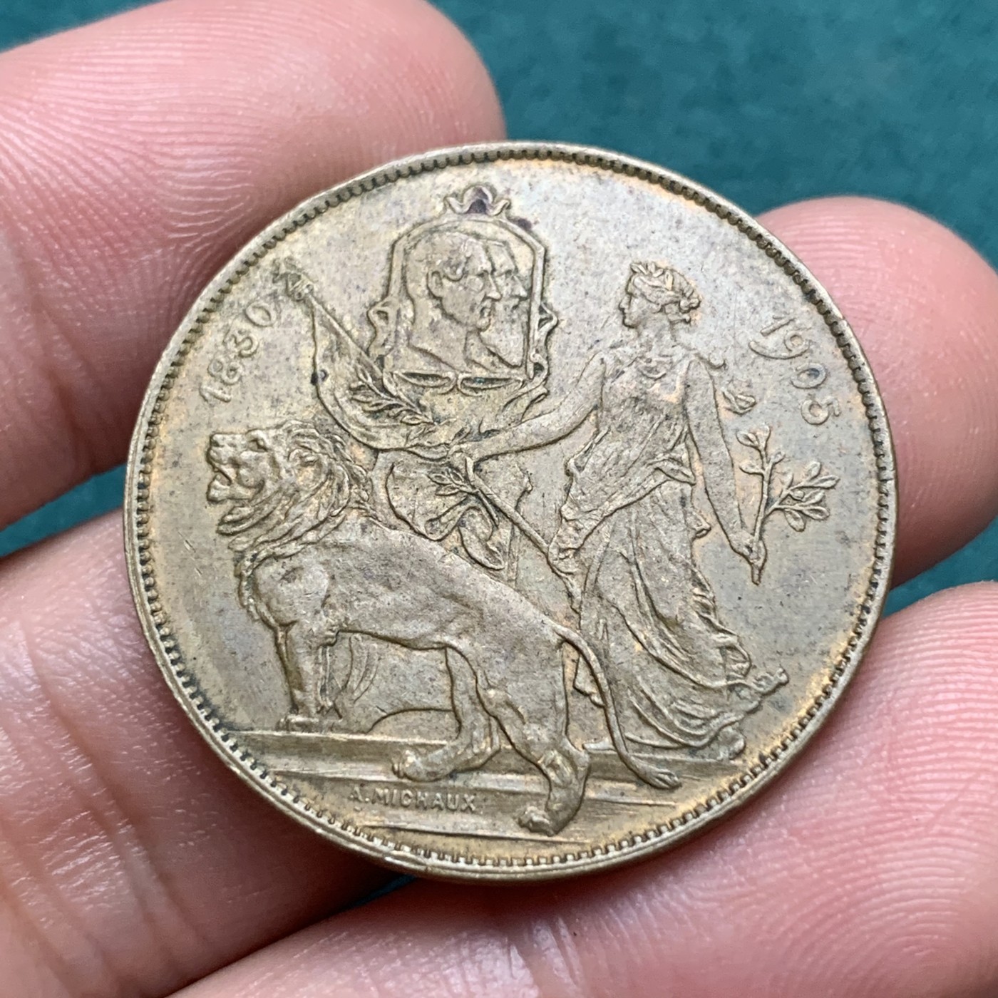 《竞宝斋》第187场-周日，周一 2场 (全场包邮) 比利时1905博览会铜牌 直径：30毫米 重量：9g