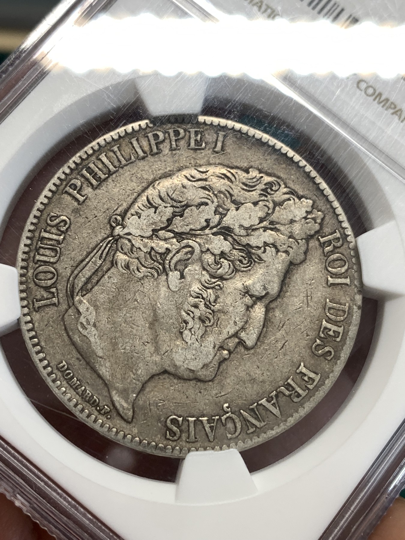 《竞宝斋》第187场-周日，周一 2场 (全场包邮) NGC XF45 法国1838年BB版菲利普5法郎银币 老包浆老味道