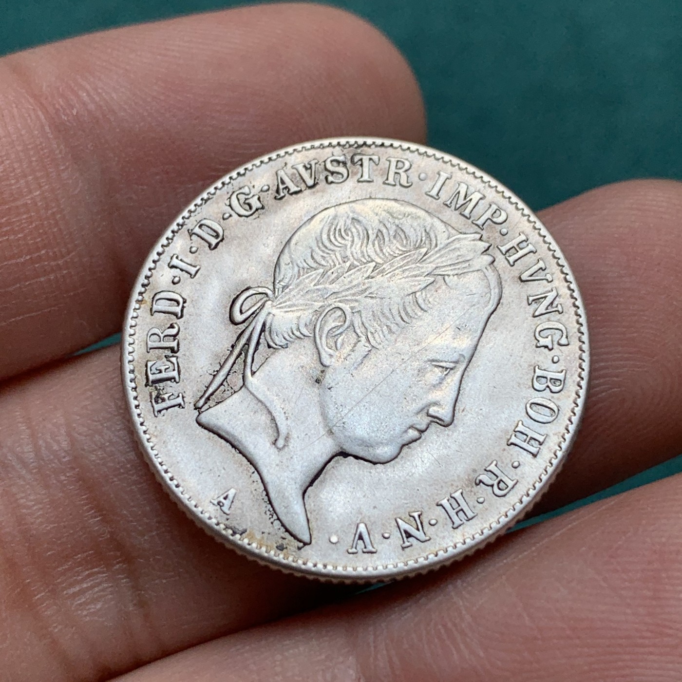 《竞宝斋》第187场-周日，周一 2场 (全场包邮) 约瑟夫一世皇帝 1845年奥地利20克鲁泽银币 非常难得的无减重痕压印清晰