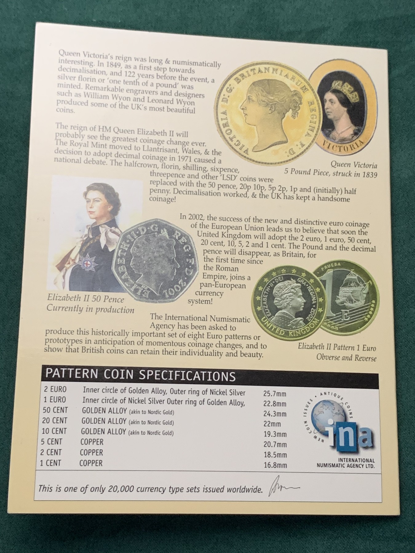 《竞宝斋》第187场-周日，周一 2场 (全场包邮) 原封装英国 2002年 欧元试铸 ESSAI样币 8枚套卡装 少见