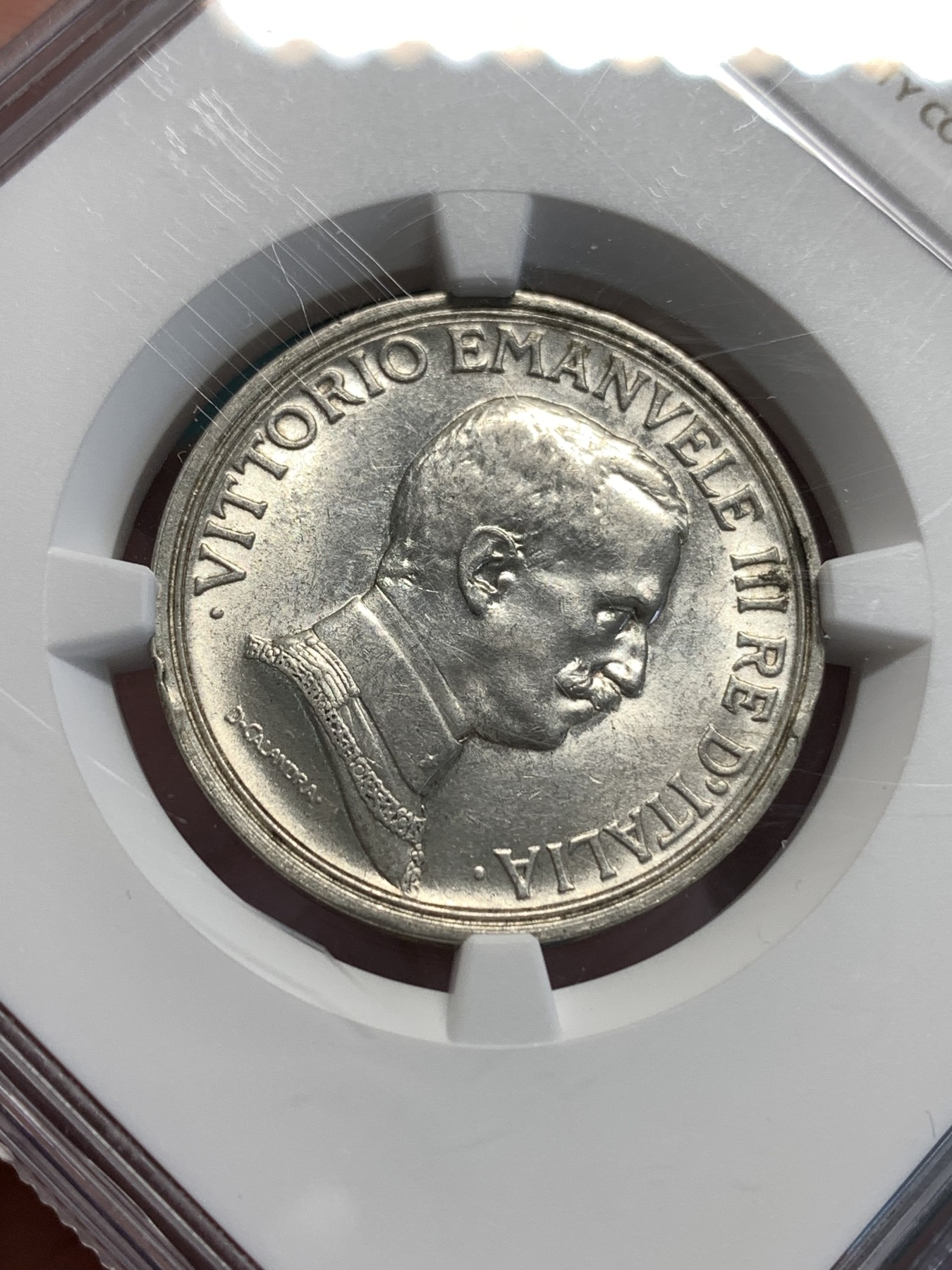 《竞宝斋》第187场-周日，周一 2场 (全场包邮) NGC-MS62 意大利 1916年 马车女神2里拉 浮雕立体感强，栩栩如生，光度良好，欧洲经典设计