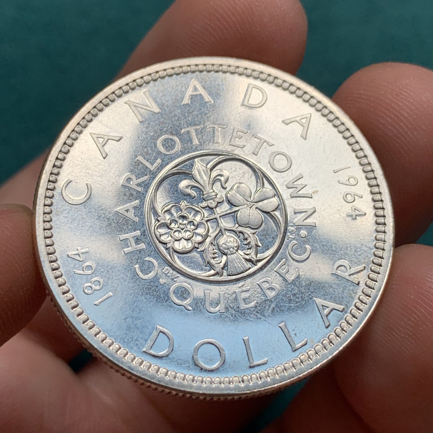 《竞宝斋》第187场-周日，周一 2场 (全场包邮) 加拿大1964年1元银币  夏洛特敦百年