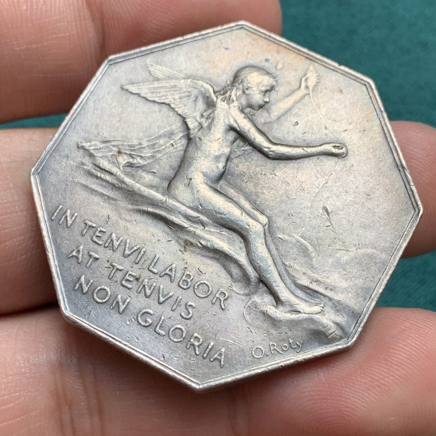 《竞宝斋》第187场-周日，周一 2场 (全场包邮) 法国O'roty罗蒂作品里昂商会八角银章 35.4g 41.6mm 大型丰饶角Argent边铭