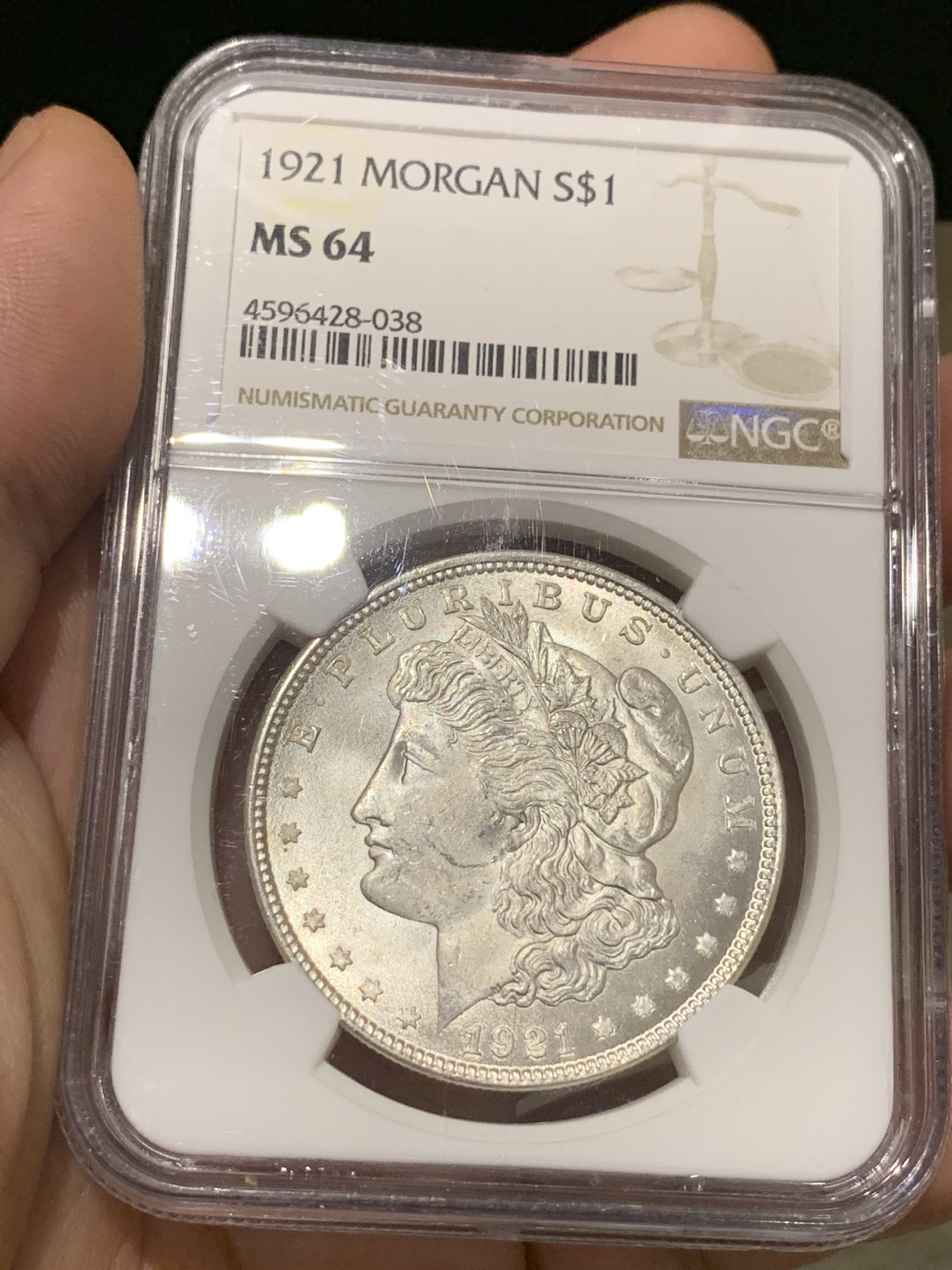 《竞宝斋》第187场-周日，周一 2场 (全场包邮) NGC-MS64 美国 1921 摩根银元