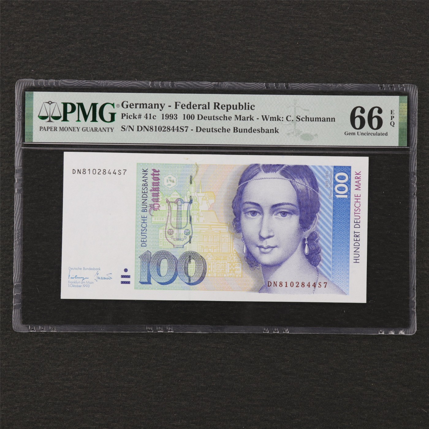 【亘邦集藏】第166期拍卖 1989年 德国100马克 PMG 66EPQ 8102844