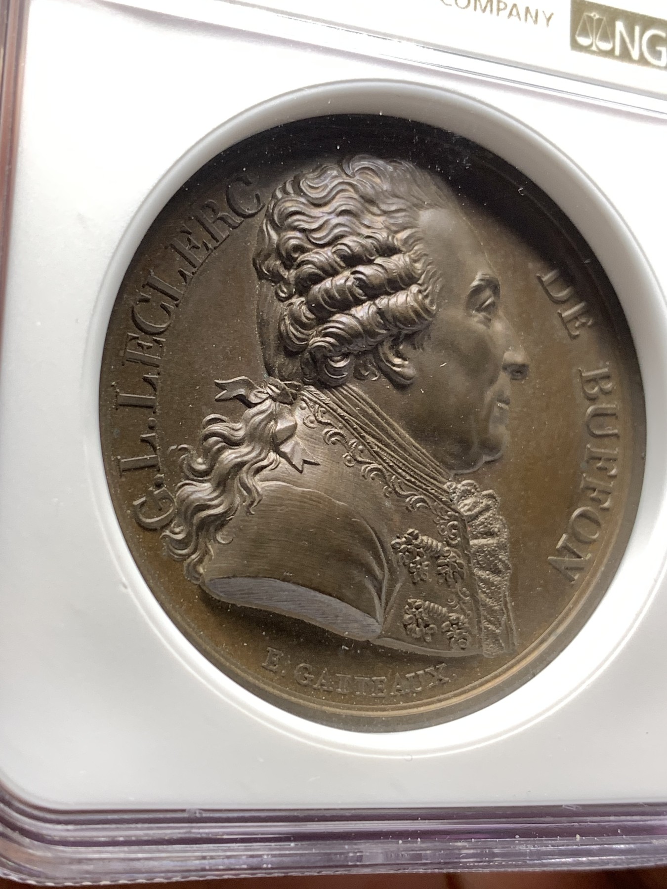 《竞宝斋》第187场-周日，周一 2场 (全场包邮) NGC MS63BN 法国1817勒克莱尔铜章 加厚盒装