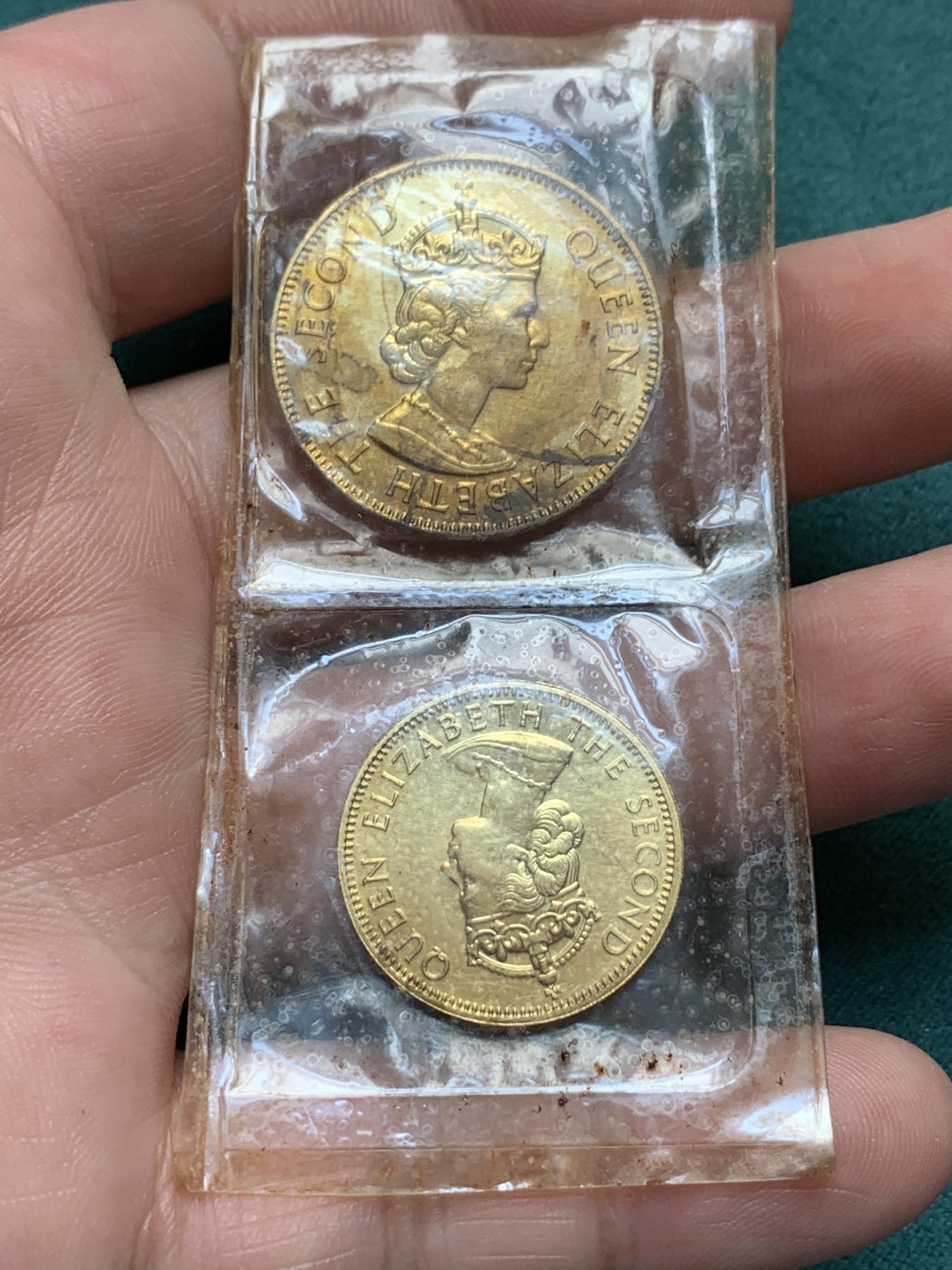 《竞宝斋》第187场-周日，周一 2场 (全场包邮) 英属牙买加 1969年 伊丽莎白二世 1便士 1/2便士精制套币 少见塑封原包装