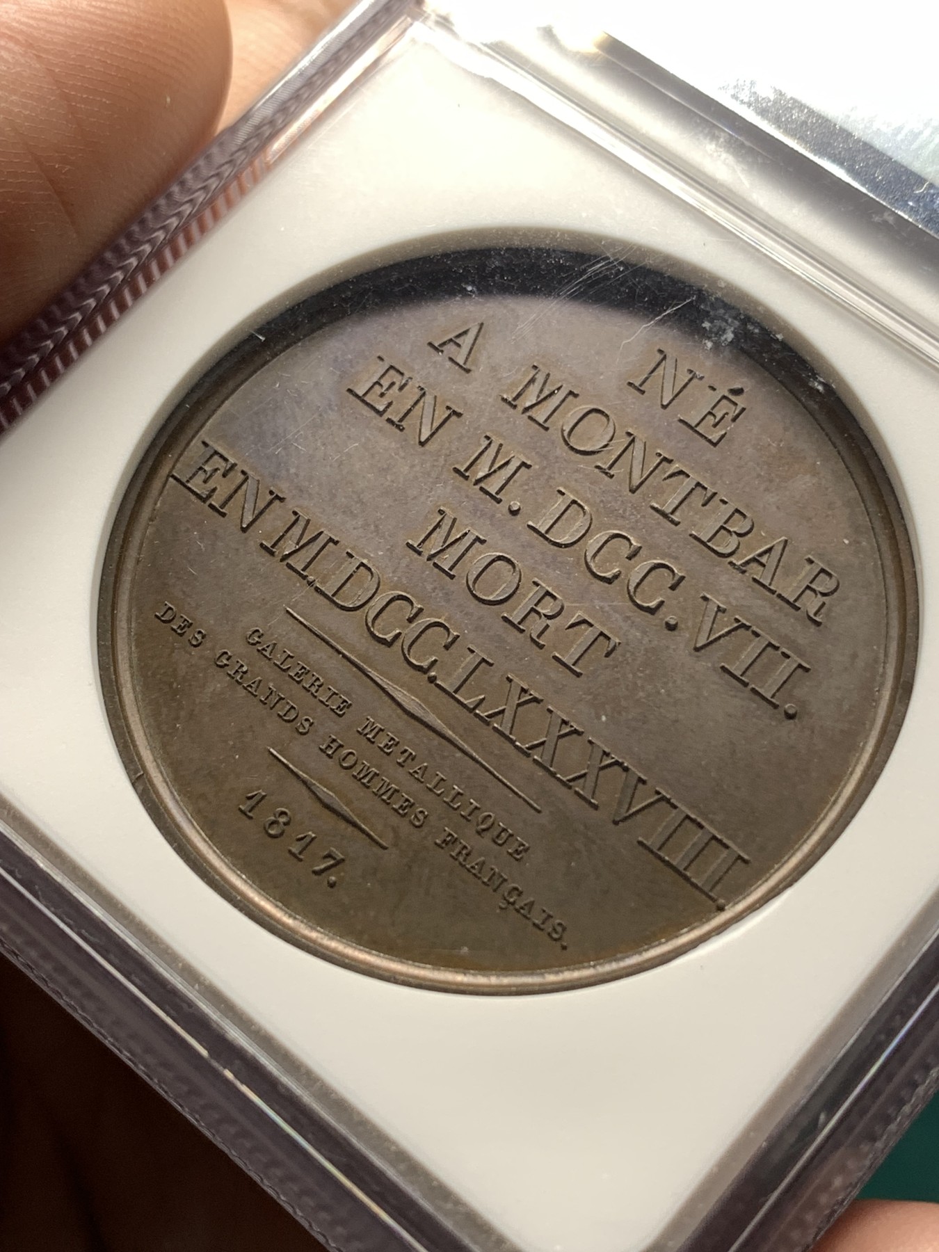 《竞宝斋》第187场-周日，周一 2场 (全场包邮) NGC MS63BN 法国1817勒克莱尔铜章 加厚盒装