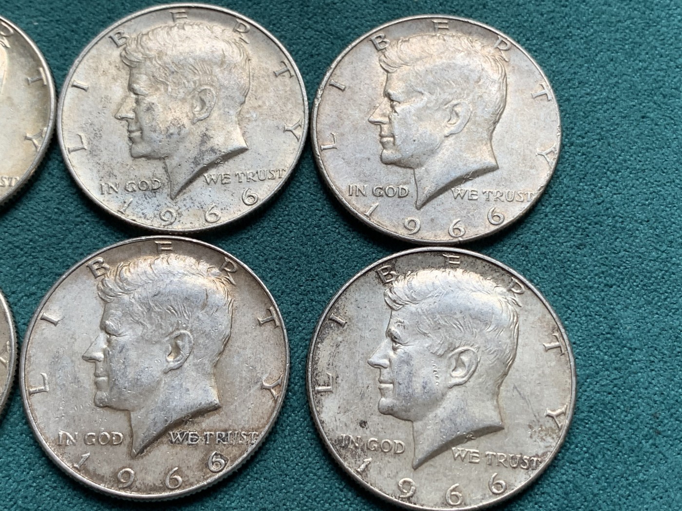 《竞宝斋》第187场-周日，周一 2场 (全场包邮) 美国肯尼迪半美元银币 6枚一组