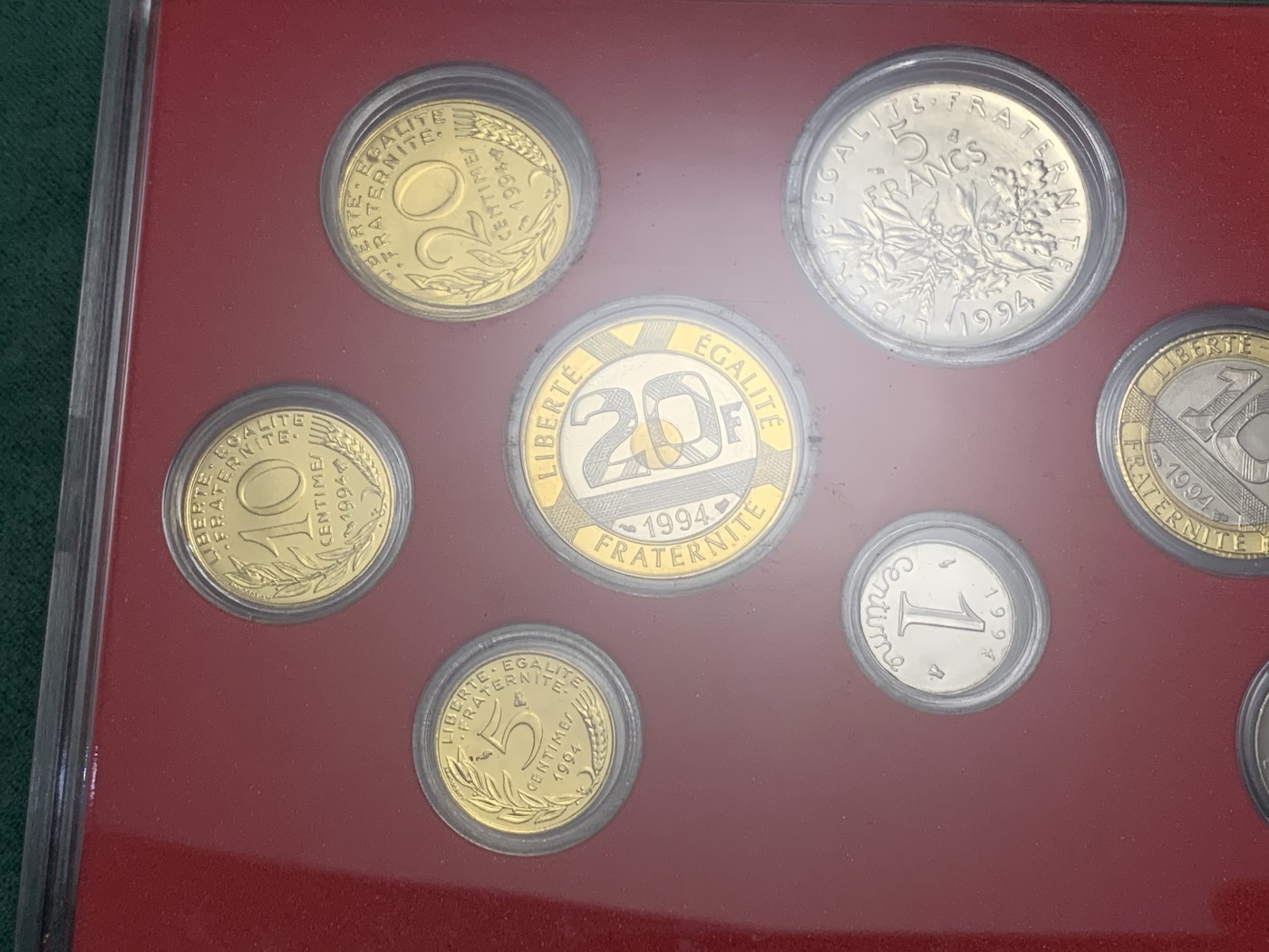 《竞宝斋》第187场-周日，周一 2场 (全场包邮) 法国 1994年 纪念币套装 10枚 含米歇尔山 好品