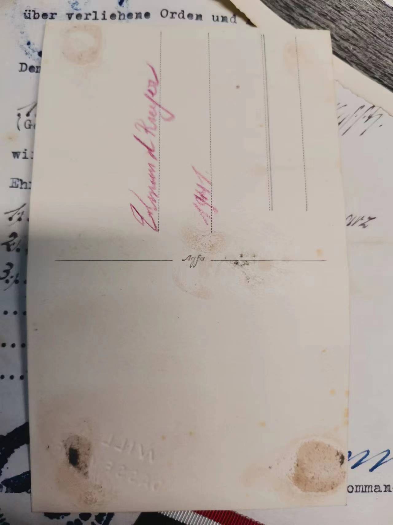 阿娜斯塔西亚拍卖专场第三期 德三海军突破封锁奖章（什未林厂少见铜杆）+获得者照片+获得者服役船只照片+证书一套！